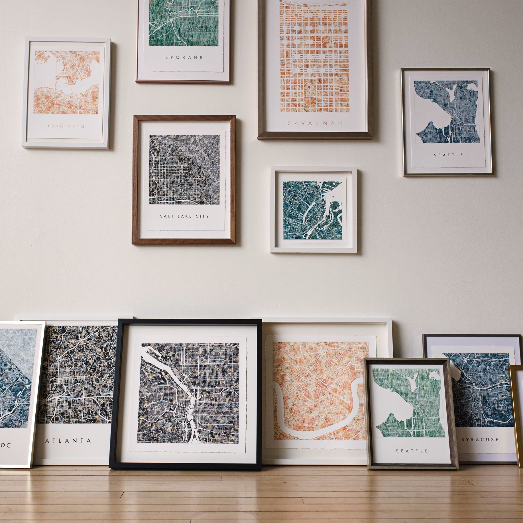 Custom YOUR CITY: Painted "Urban Fabrics" Map: PRINT: Wholesale Only