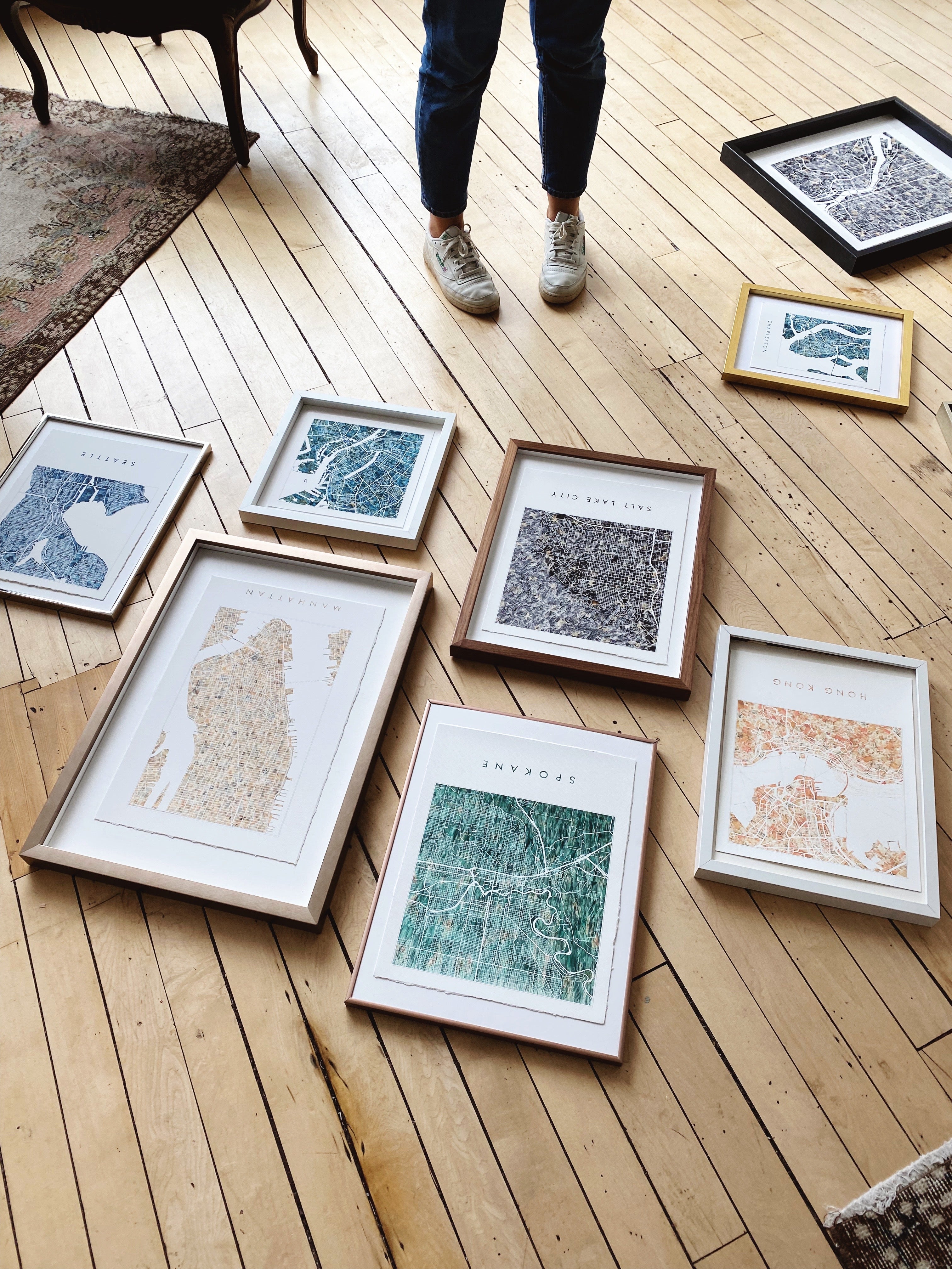 Custom YOUR CITY: Painted "Urban Fabrics" Map: PRINT: Wholesale Only