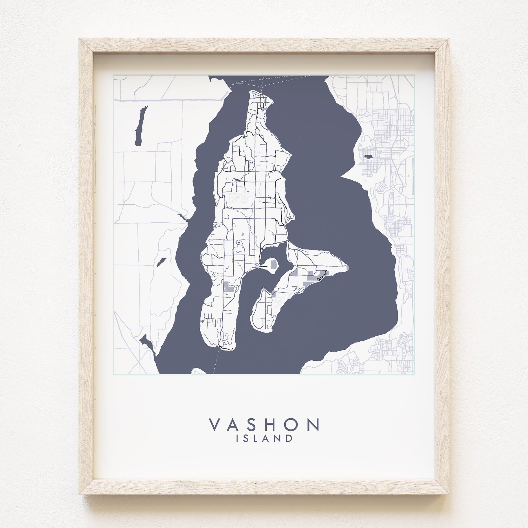 VASHON Washington Hand Drawn "Blueprint" Map: PRINT