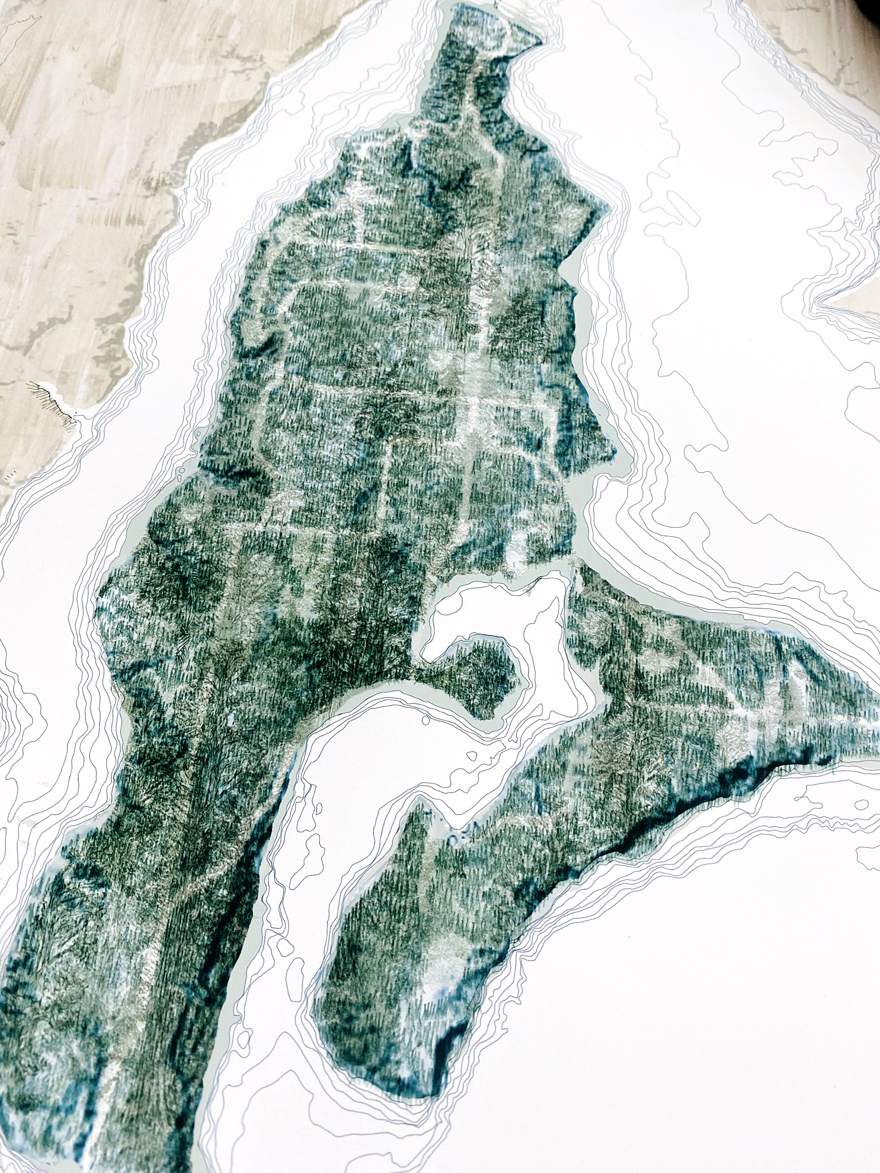 VASHON + MAURY ISLAND Washington Watercolor Wash Map: PRINT