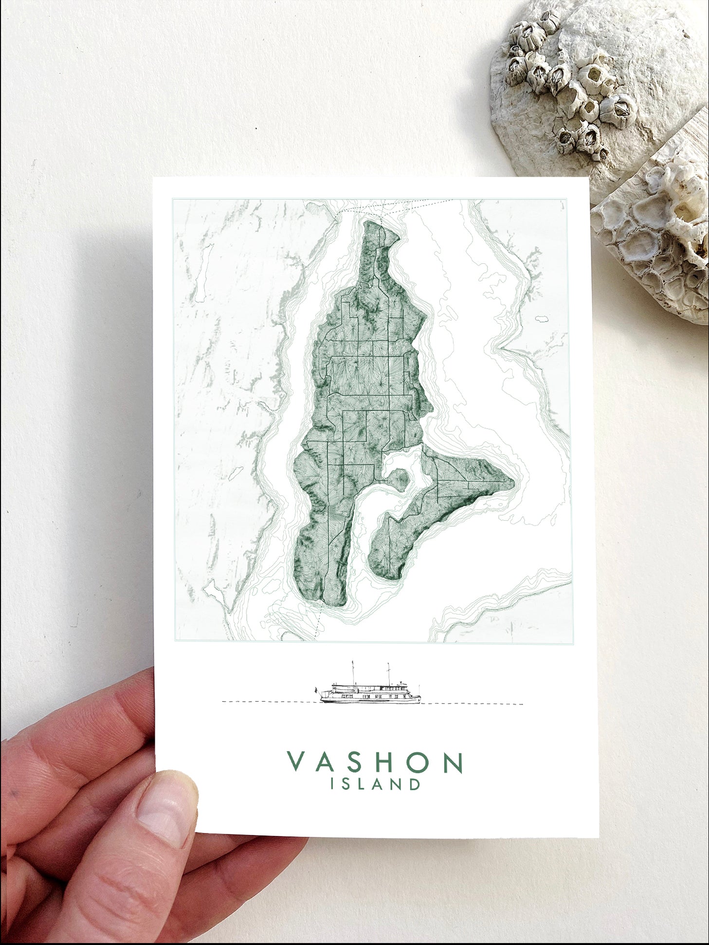 VASHON Island Washington Topographic Map Postcard