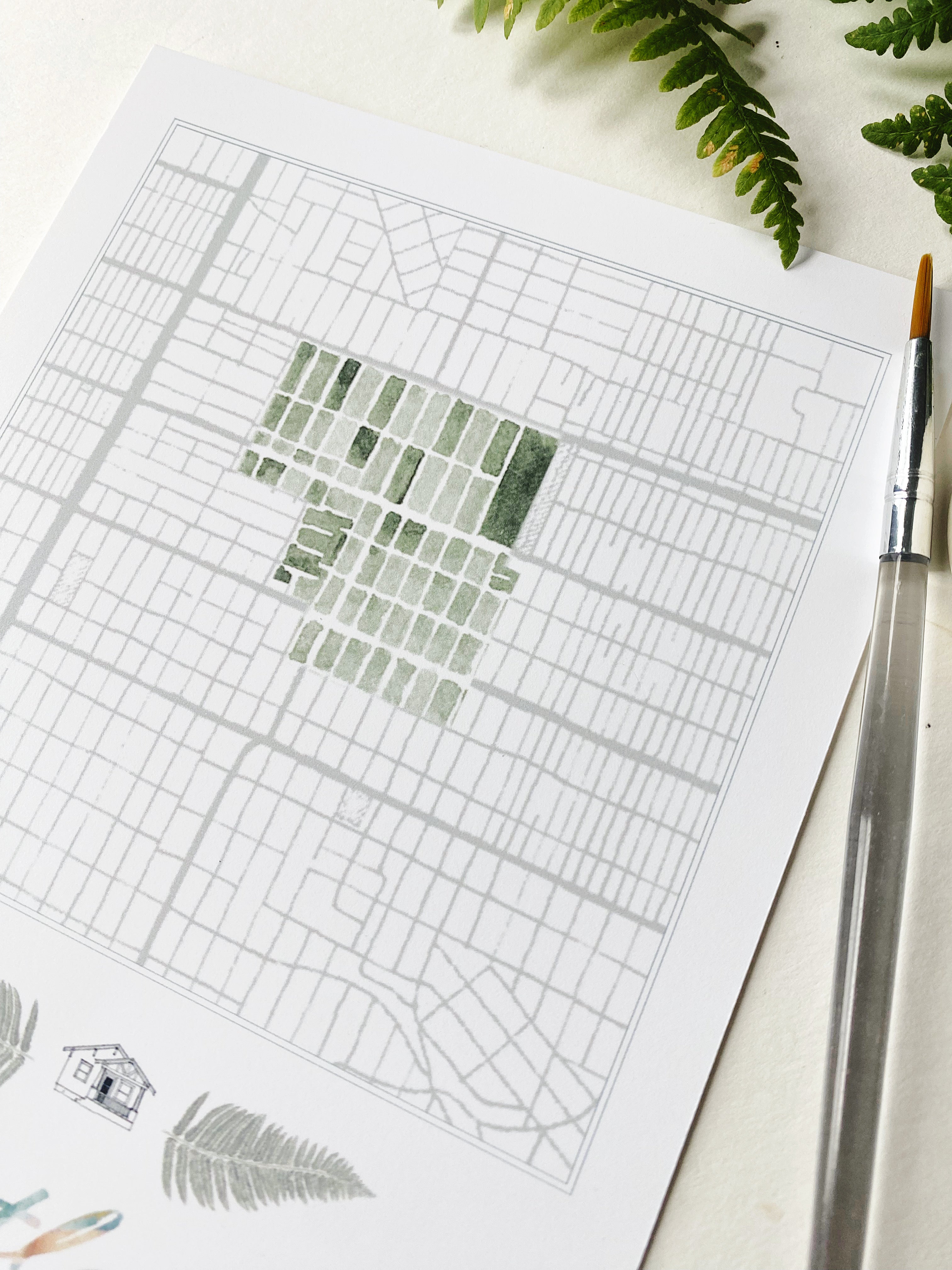 Vernon PORTLAND Neighborhood Watercolor Map: PRINT