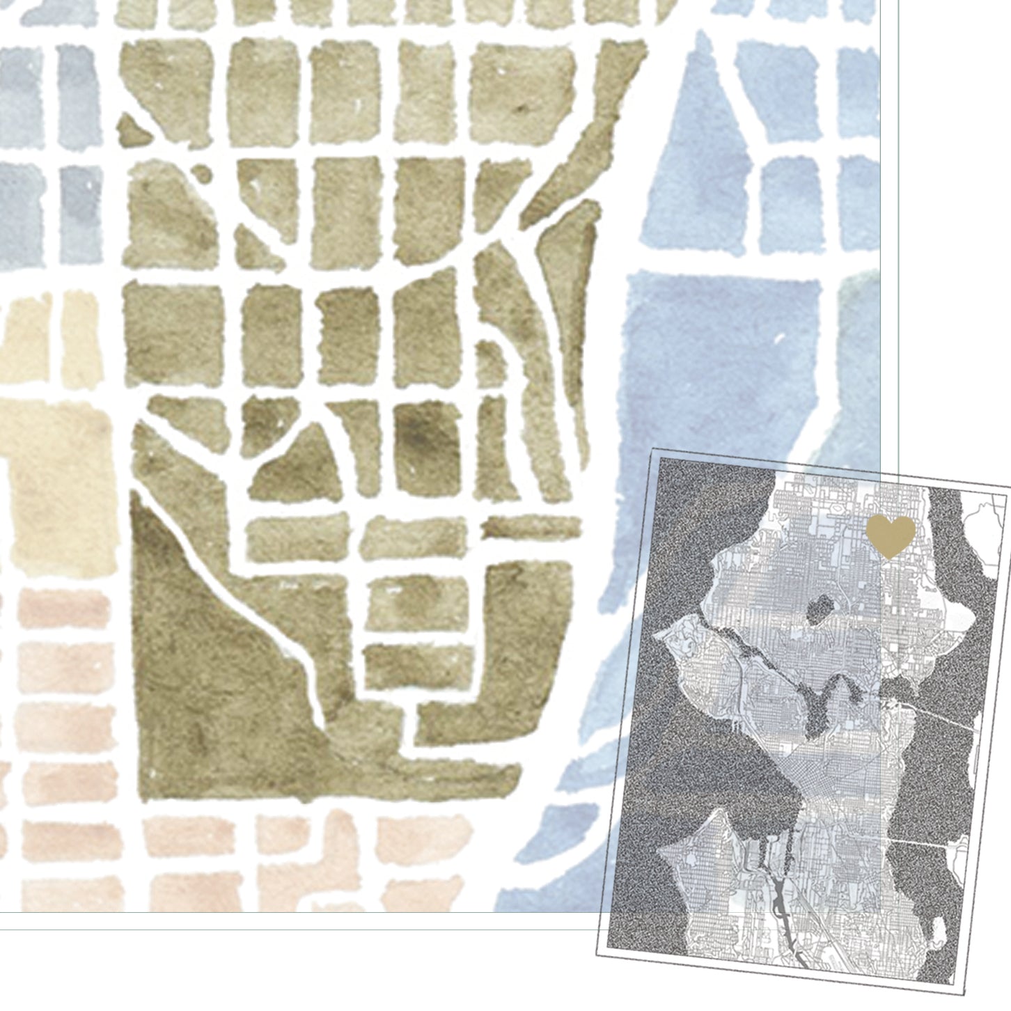 Victory Heights SEATTLE Neighborhood Watercolor Map: PRINT
