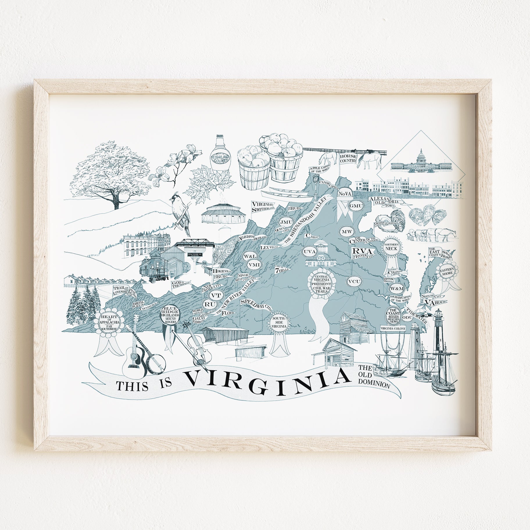 A Map of VIRGINIANA Virginia Map-drawing: PRINT