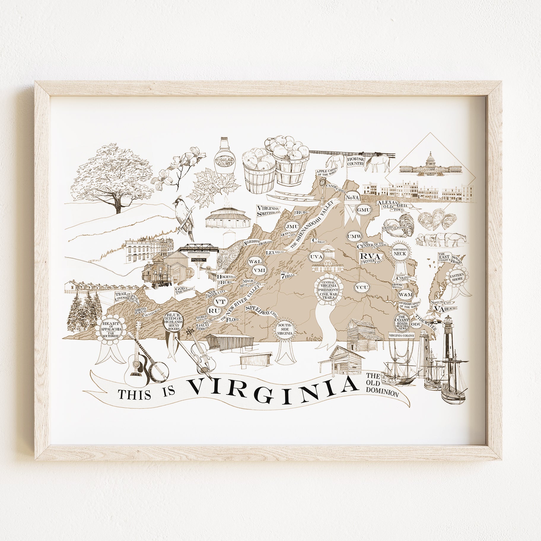A Map of VIRGINIANA Virginia Map-drawing: PRINT