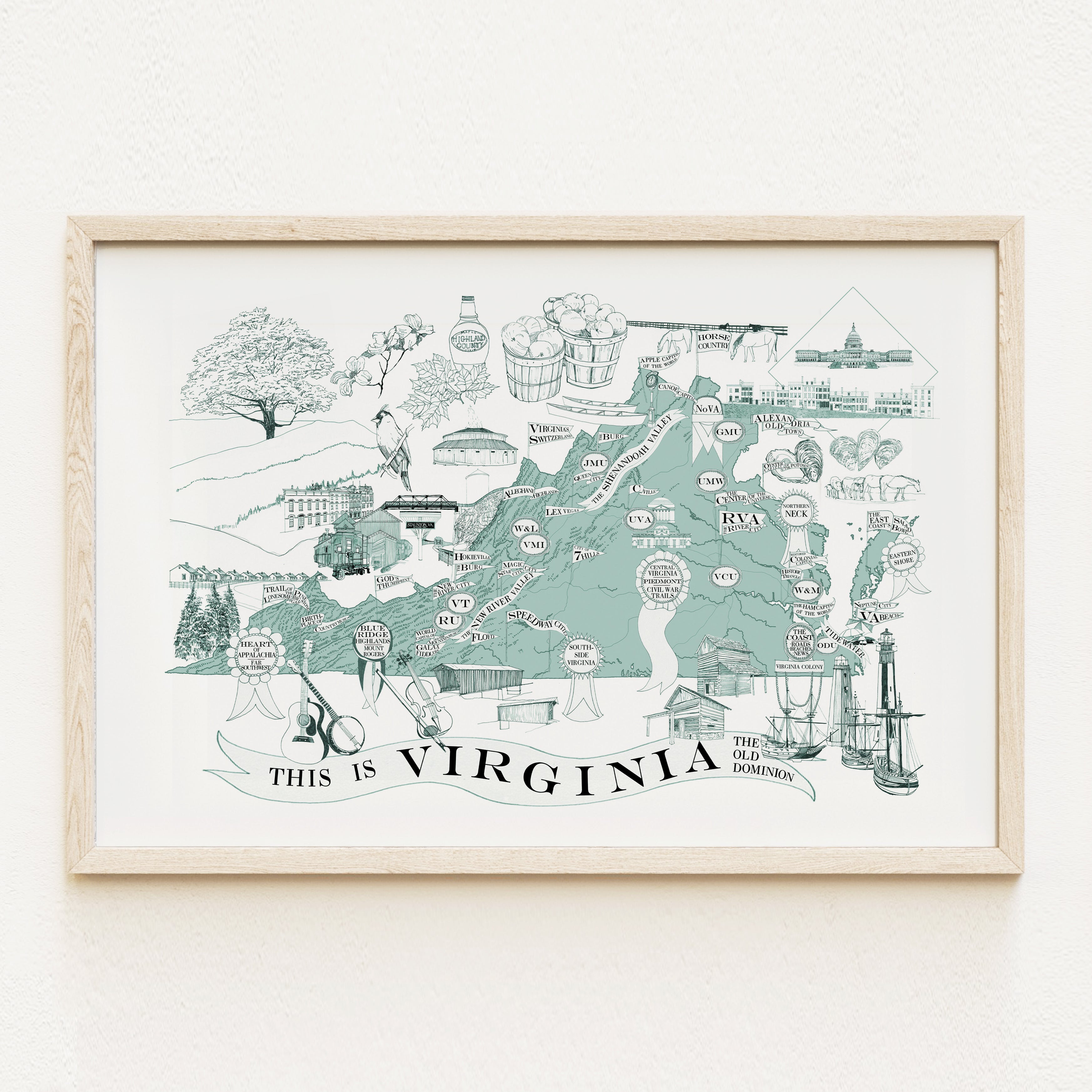 A Map of VIRGINIANA Virginia Map-drawing: PRINT