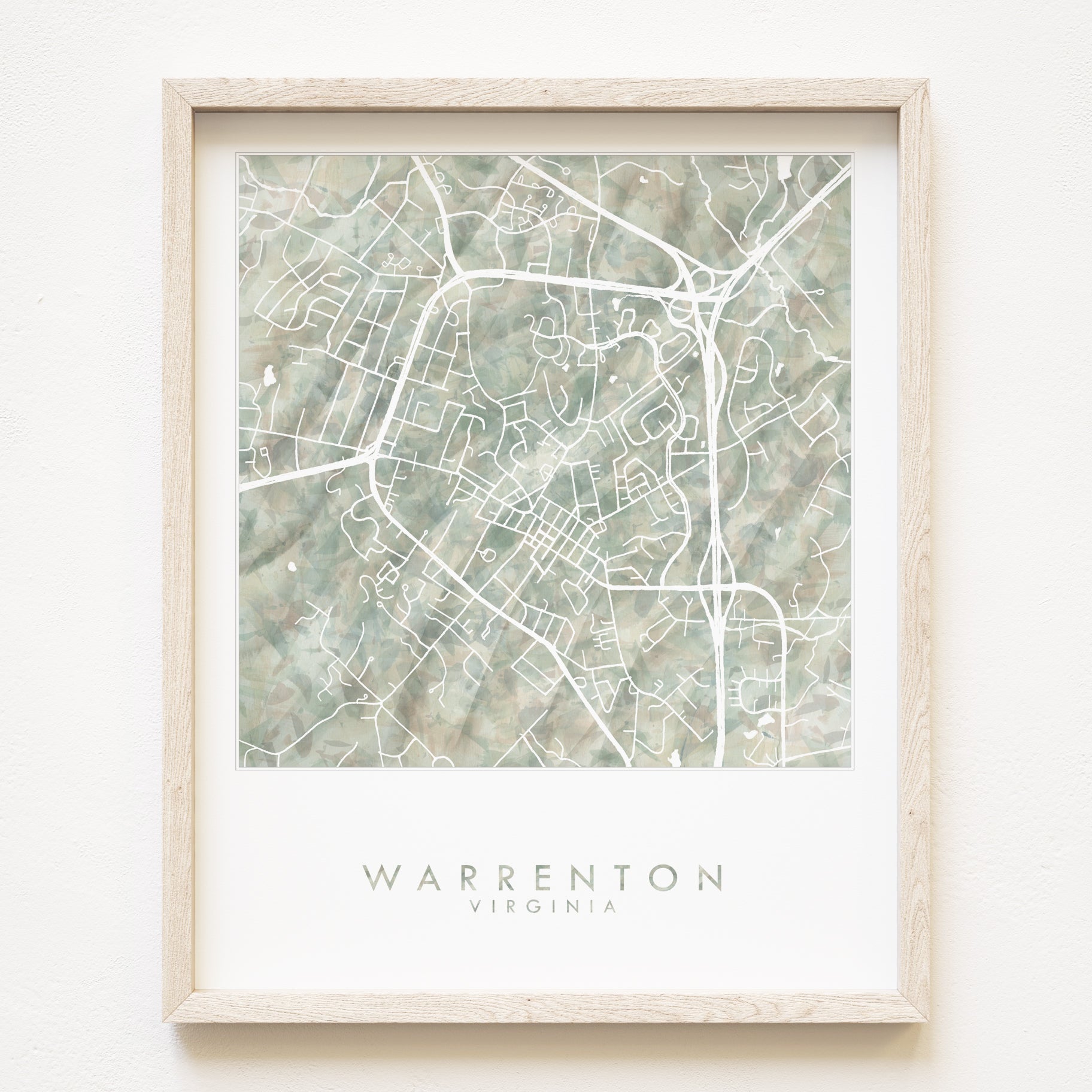 WARRENTON Virginia Watercolor Map: PRINT