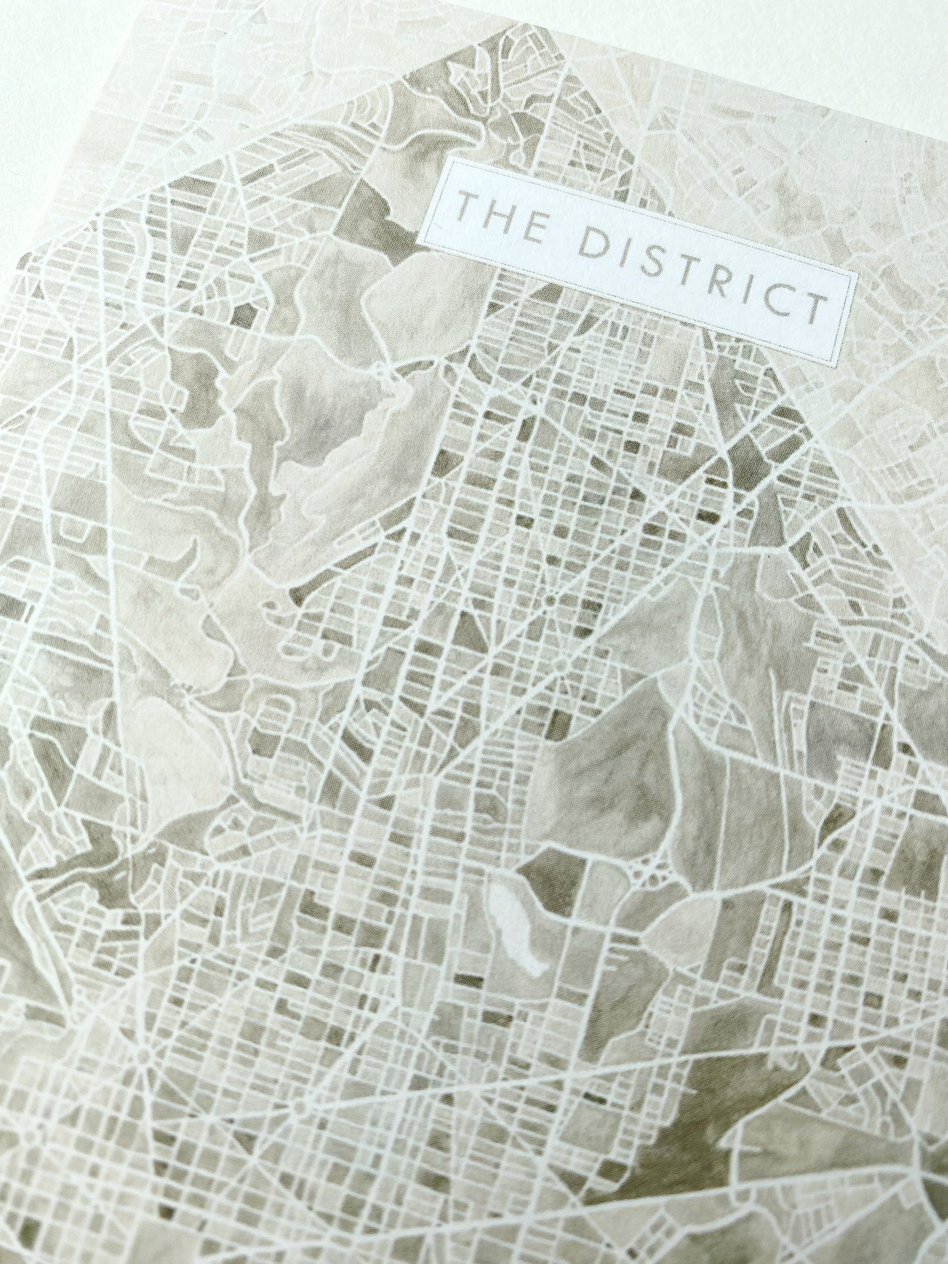 THE DISTRICT Washington DC Watercolor Map - city nickname greeting card