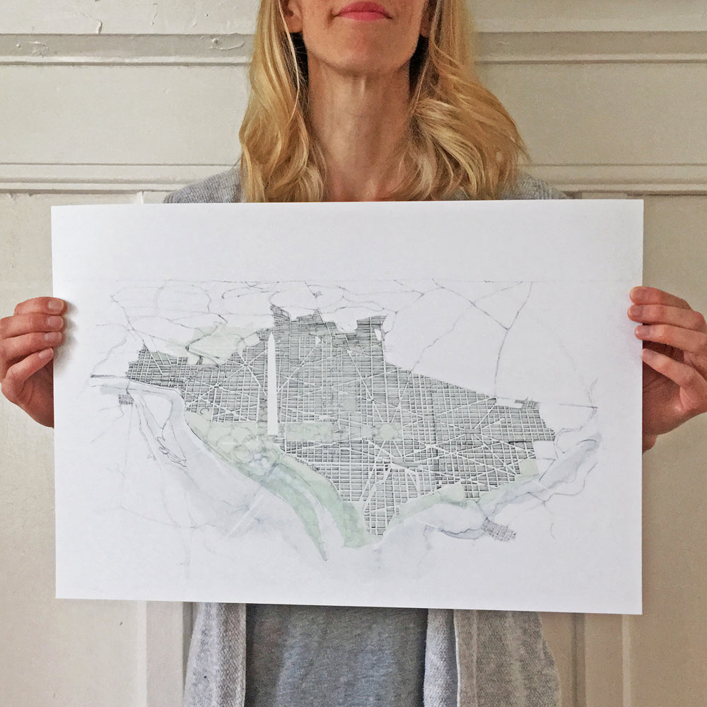 WASHINGTON DC Monument Developing Capitol Map: PRINT