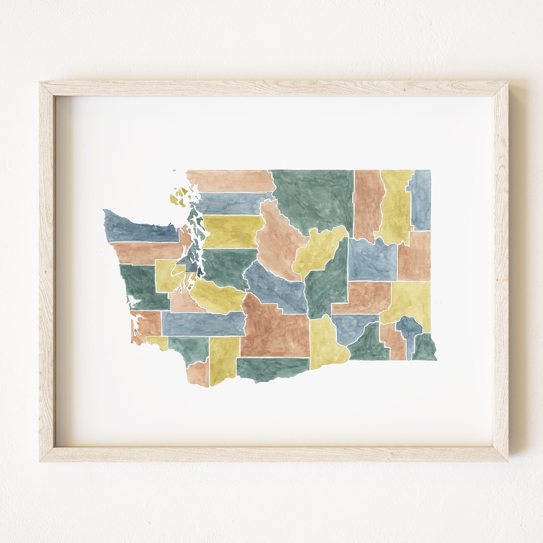 WASHINGTON State Counties Watercolor Map: PRINT