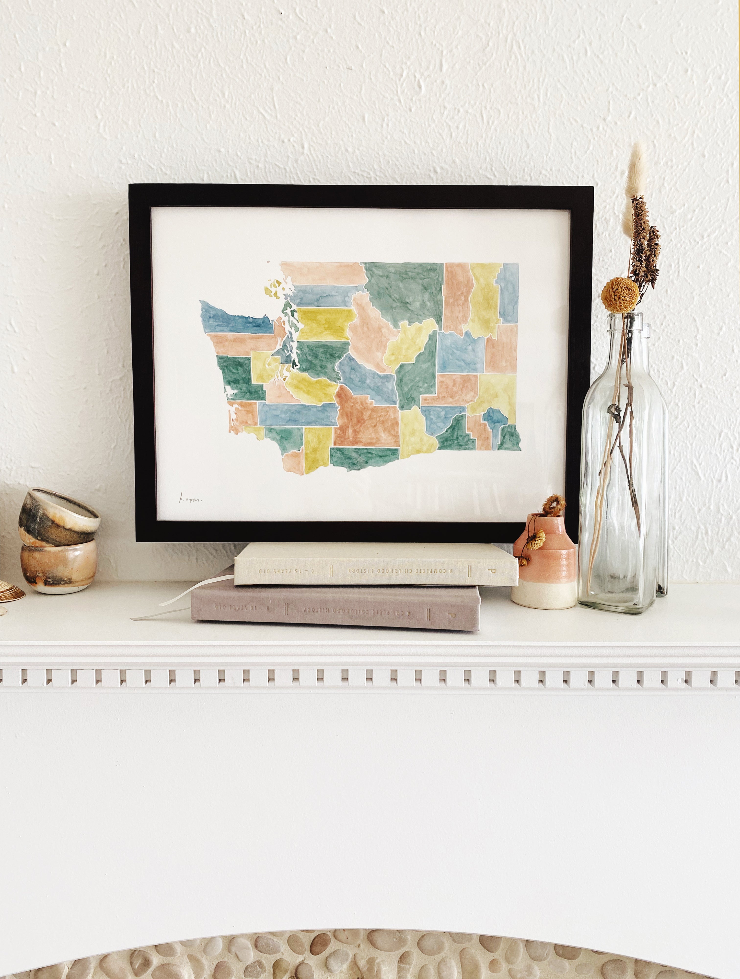 WASHINGTON State Counties Watercolor Map: ORIGINAL Painting