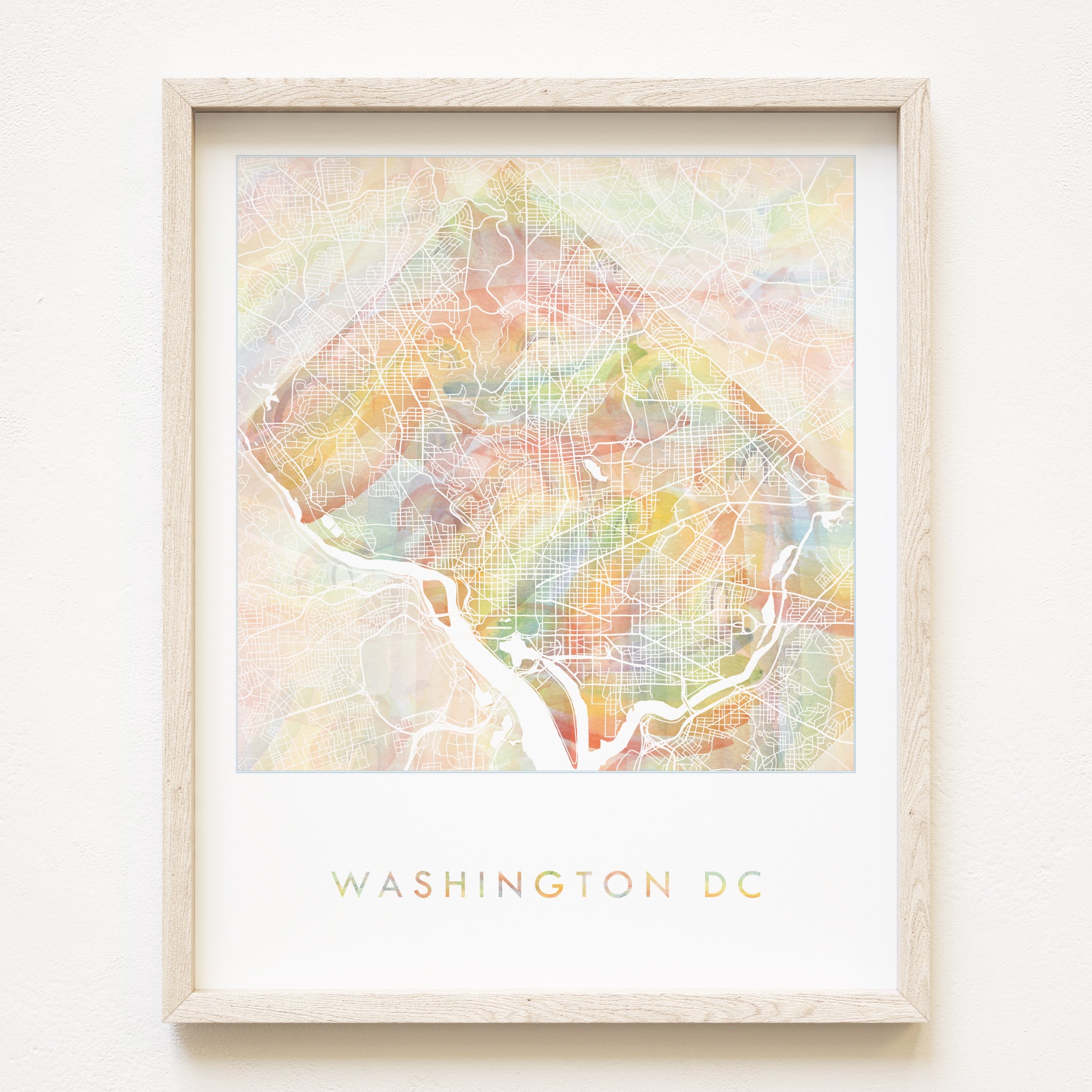 WASHINGTON DC Pride Rainbow Watercolor Map: PRINT