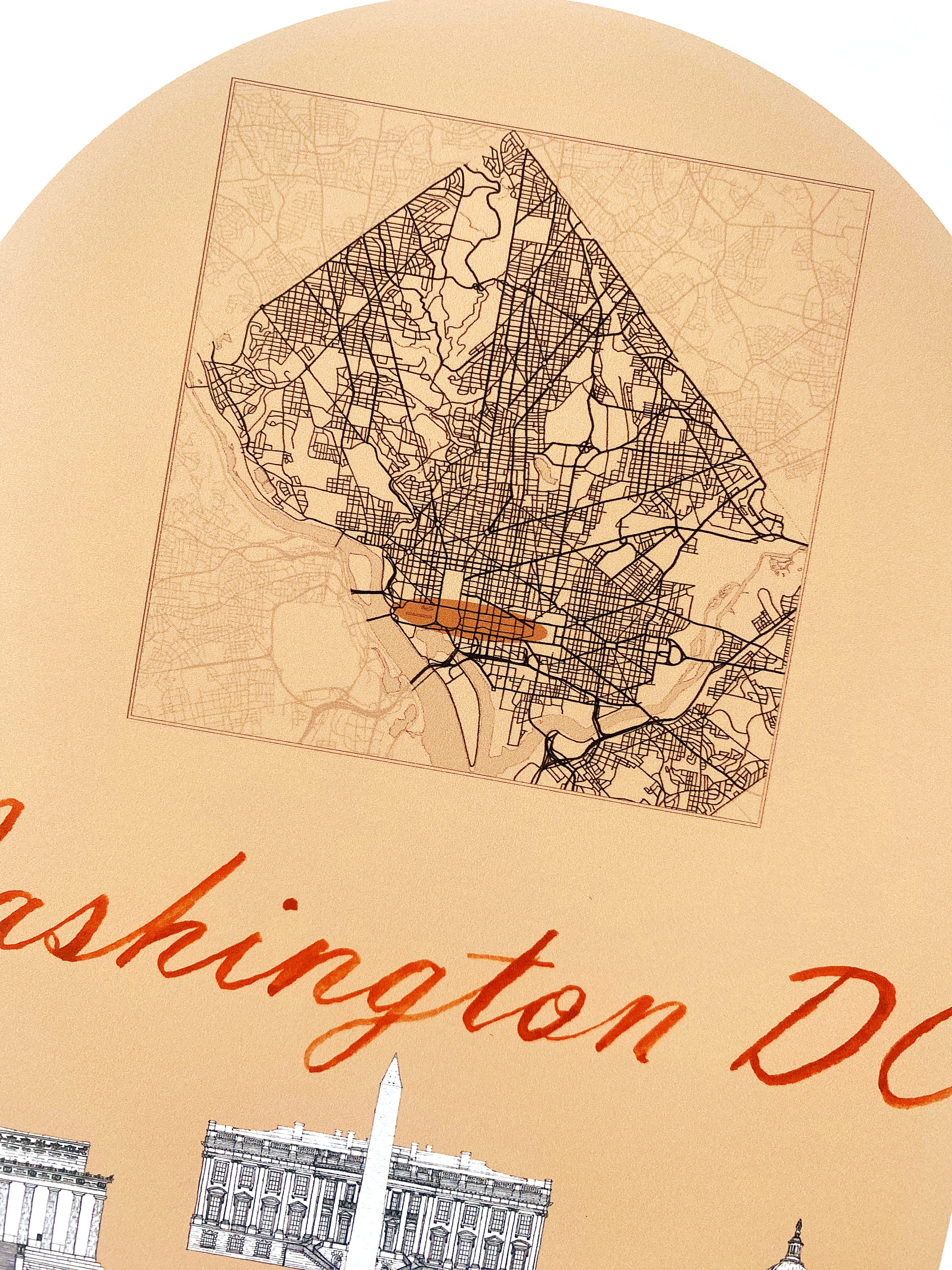 WASHINGTON DC National Mall Streetscape + Map: PRINT