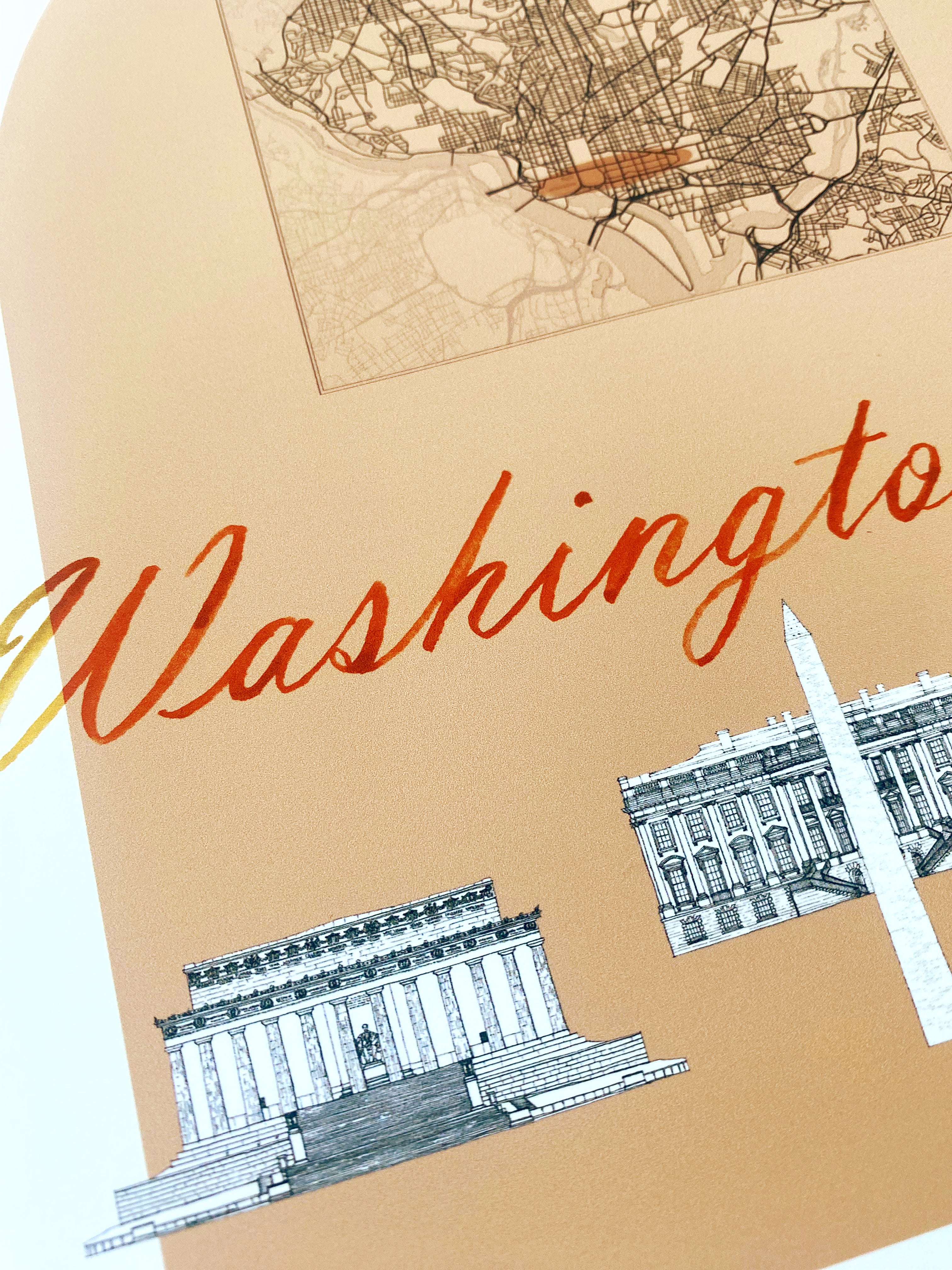 WASHINGTON DC National Mall Streetscape + Map: PRINT