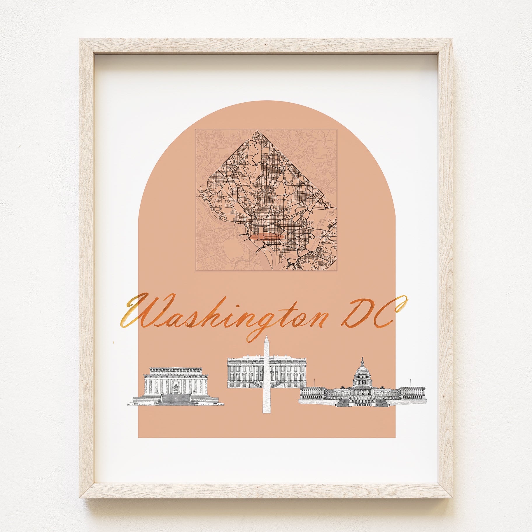 WASHINGTON DC National Mall Streetscape + Map: PRINT