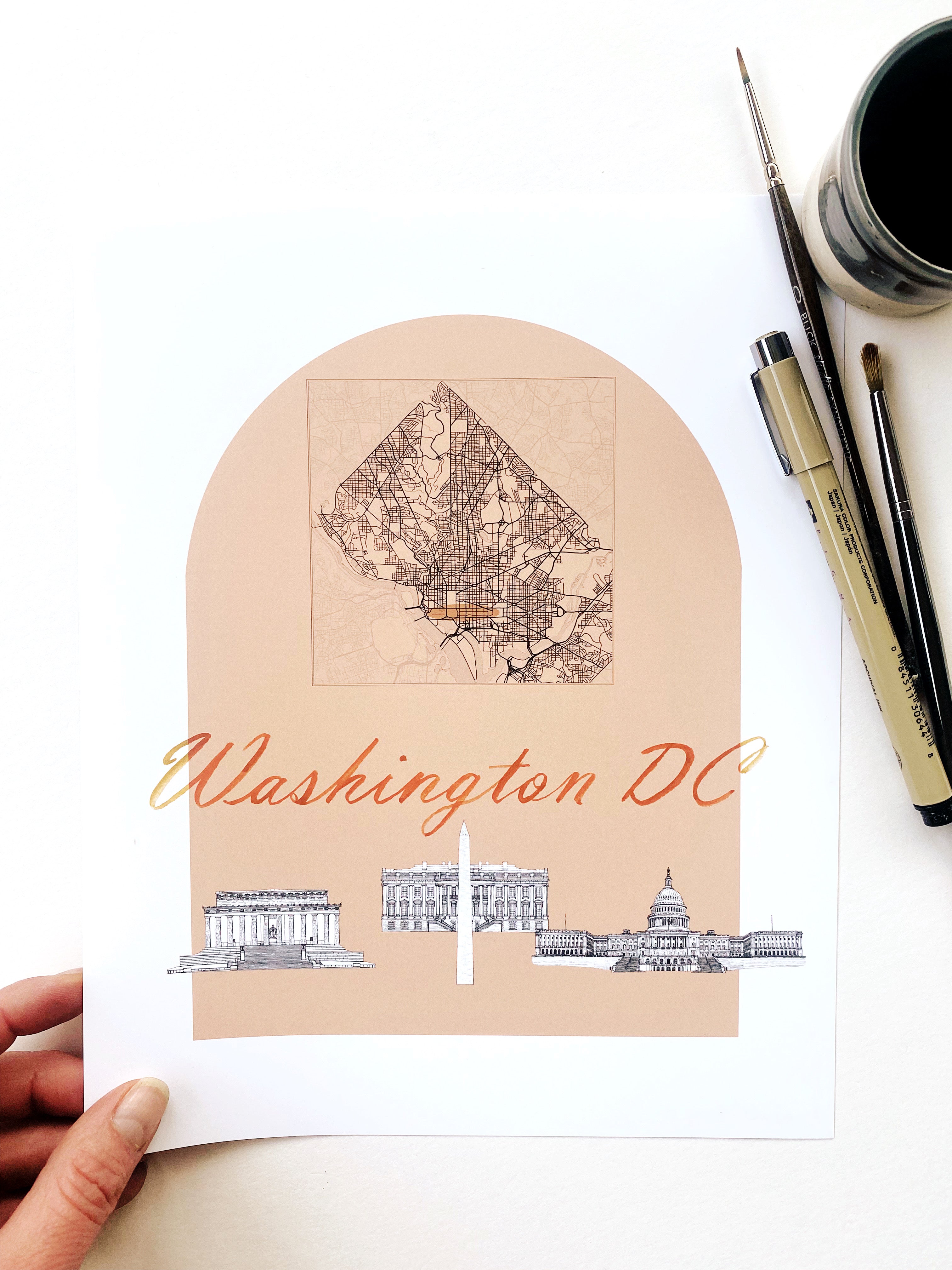WASHINGTON DC National Mall Streetscape + Map: PRINT