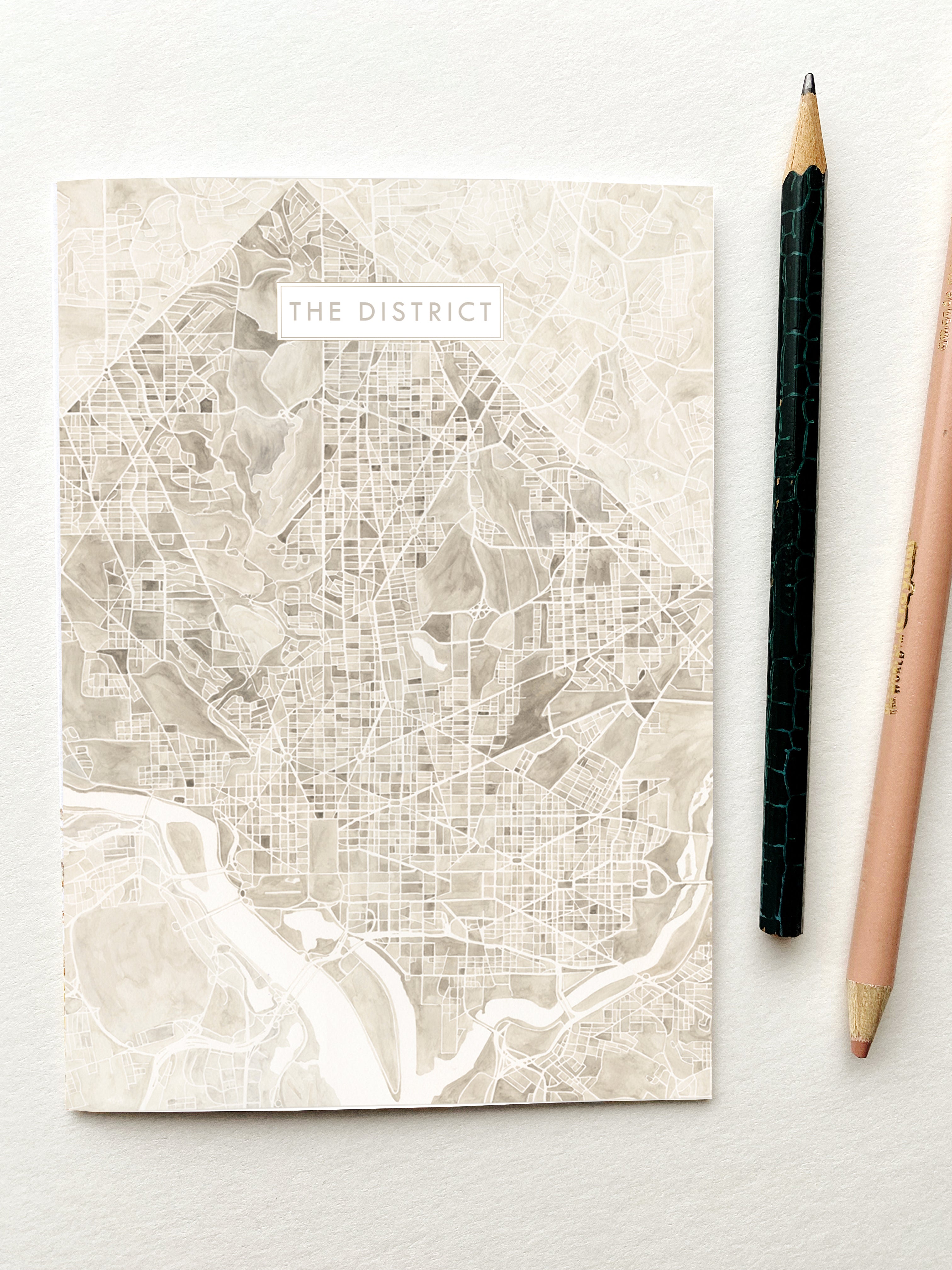 THE DISTRICT Washington DC Watercolor Map - city nickname greeting card