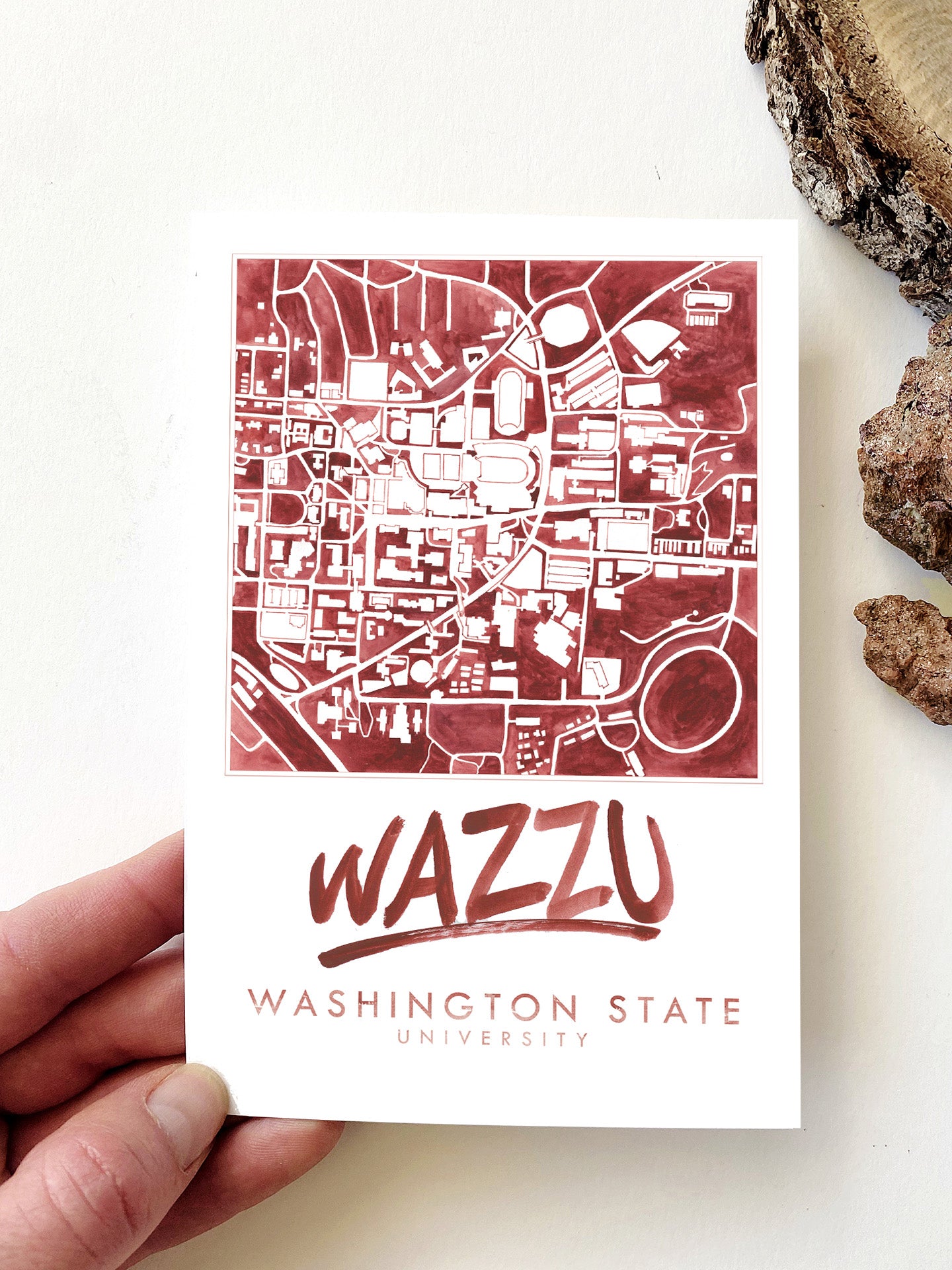Washington State University Pullman Campus Map Postcard