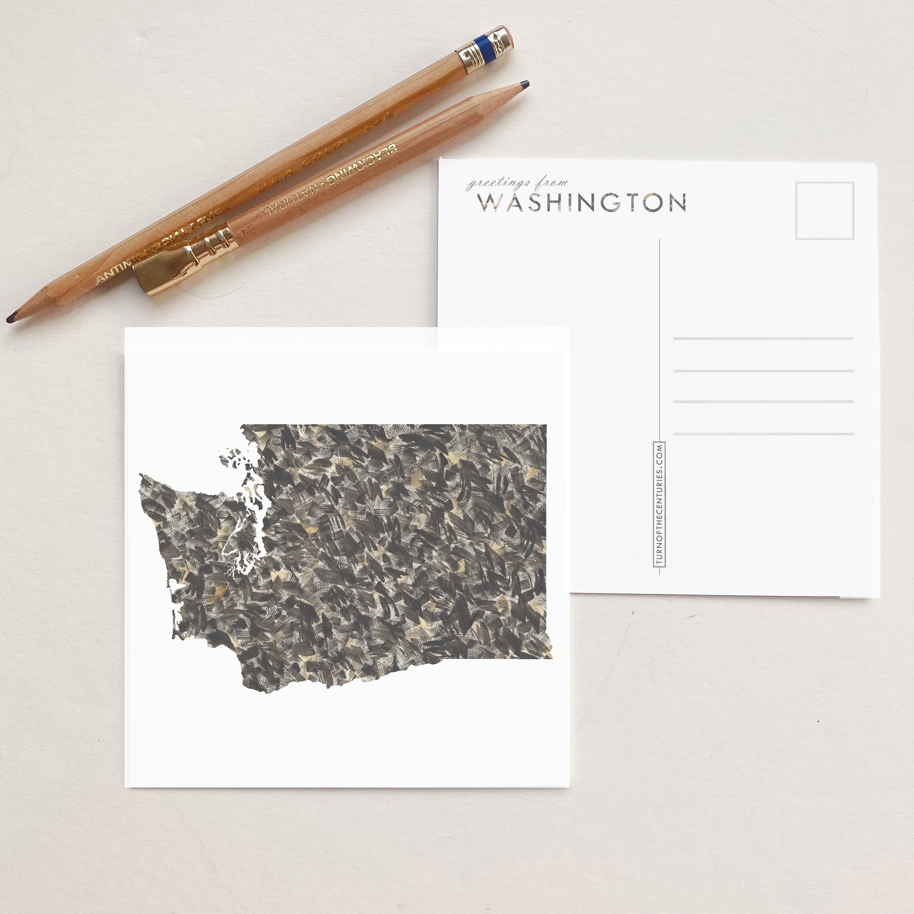 WASHINGTON Painted State Map SQUARE Postcard (coal)