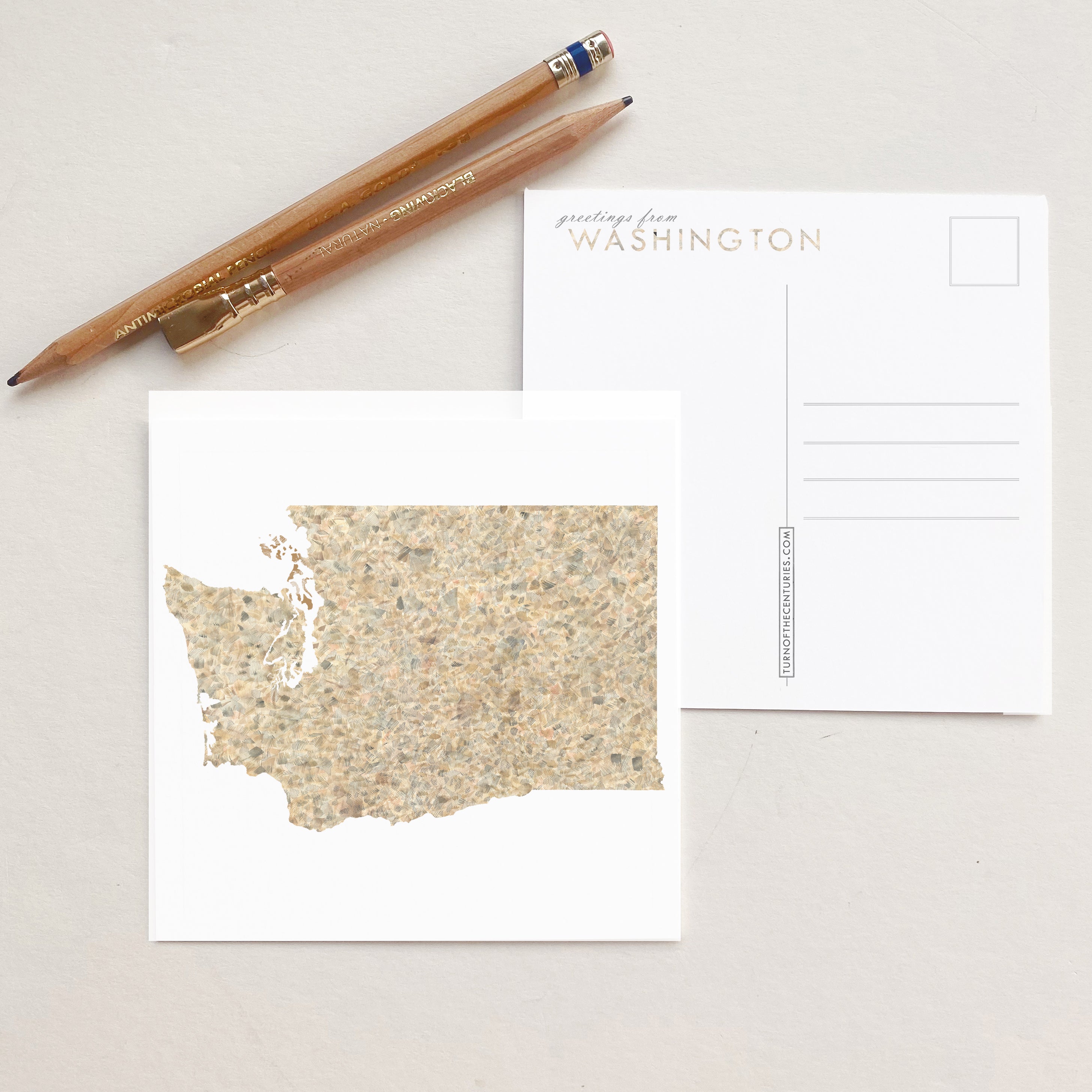 WASHINGTON Painted State Map SQUARE Postcard (rock)