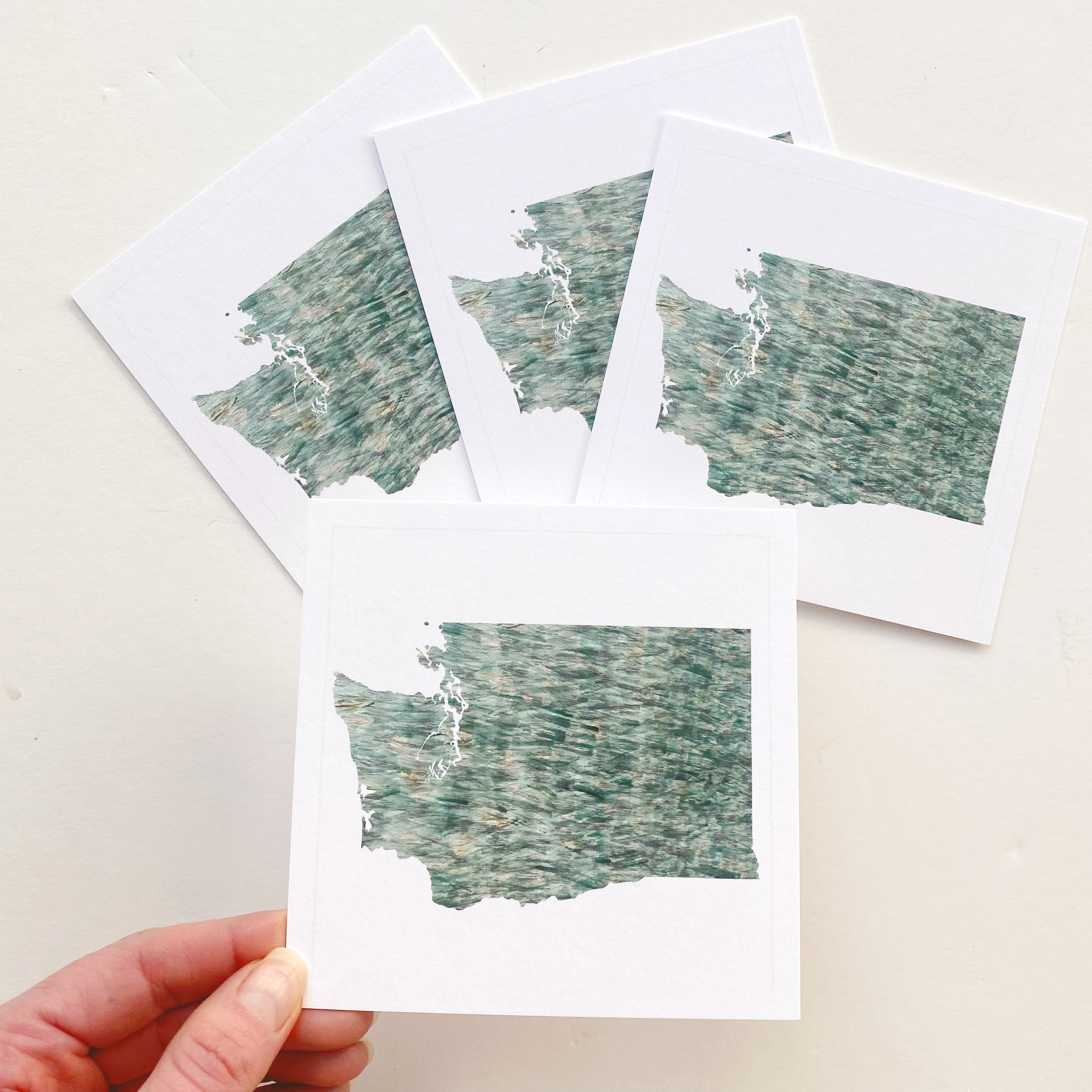 WASHINGTON Painted State Map SQUARE Postcard (grass)