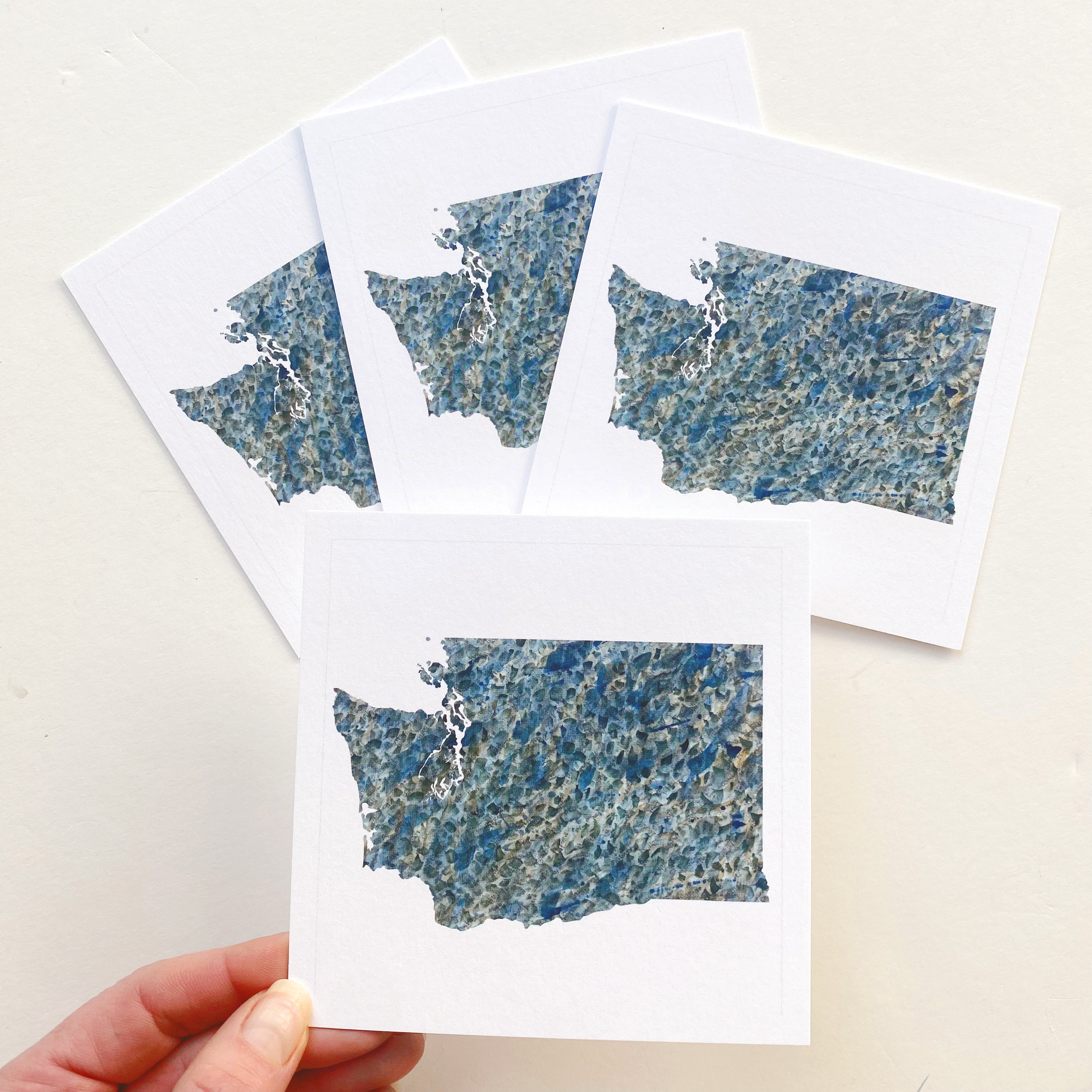 WASHINGTON Painted State Map SQUARE Postcard (river)