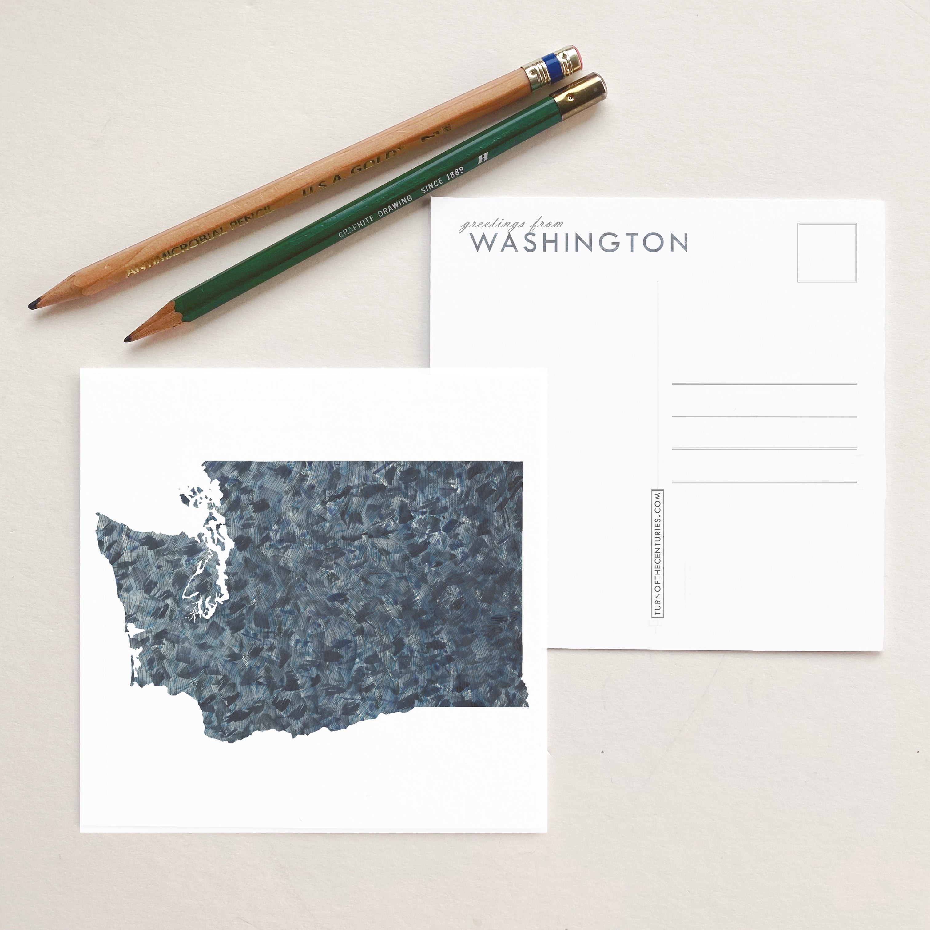 WASHINGTON Painted State Map SQUARE Postcard (waves)
