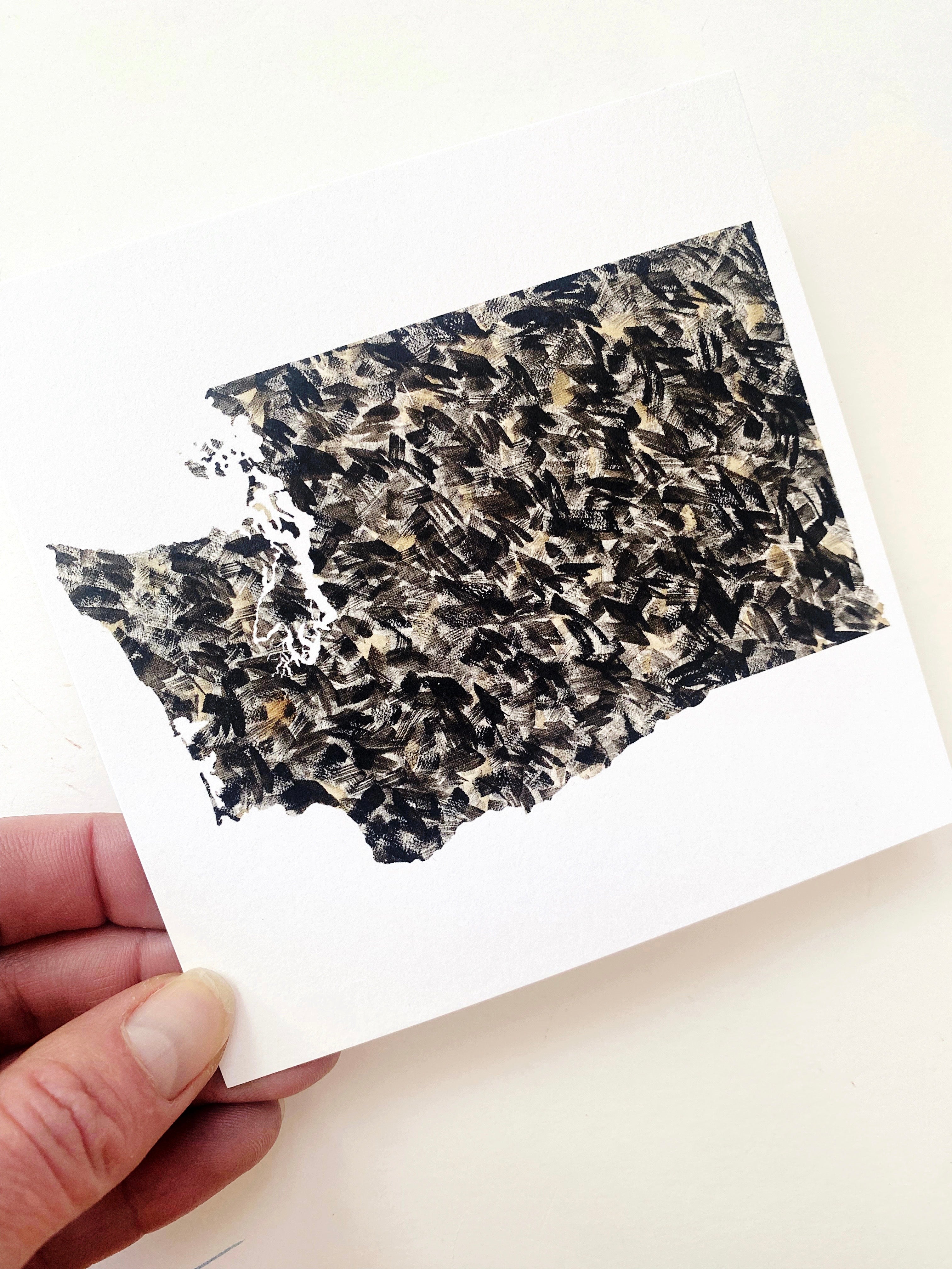 WASHINGTON Painted State Map SQUARE Postcard (coal)
