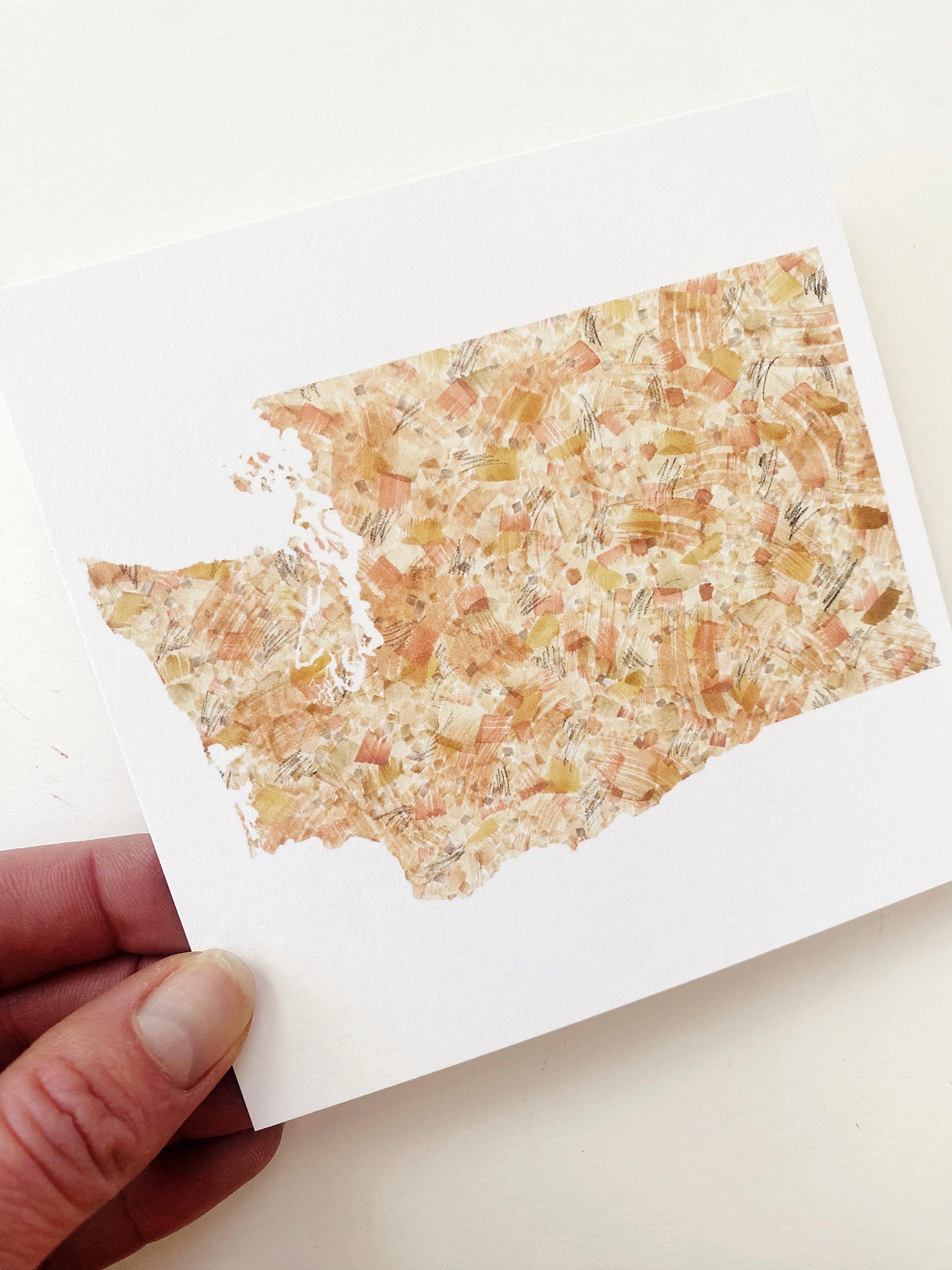 WASHINGTON Painted State Map SQUARE Postcard (earth)