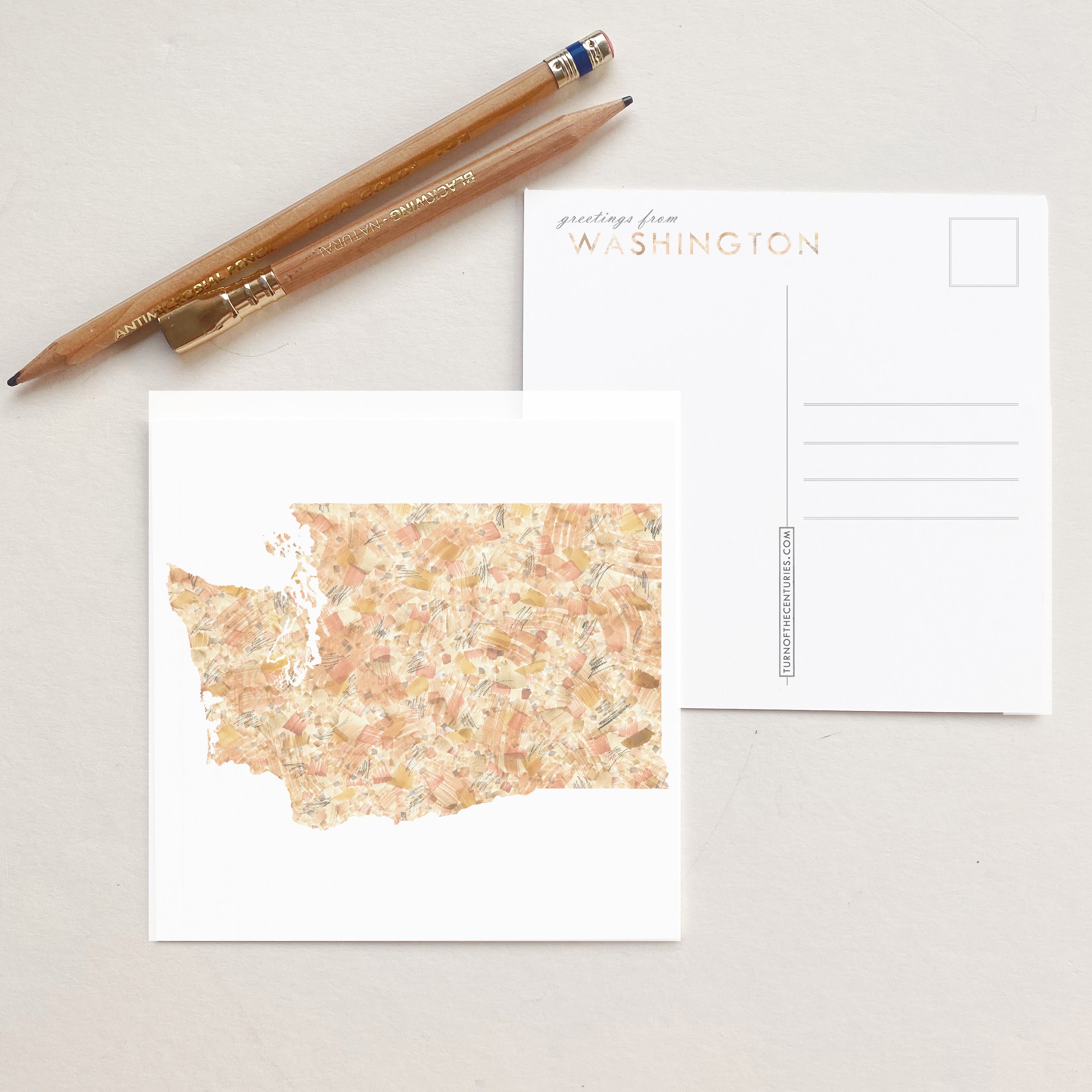 WASHINGTON Painted State Map SQUARE Postcard (earth)