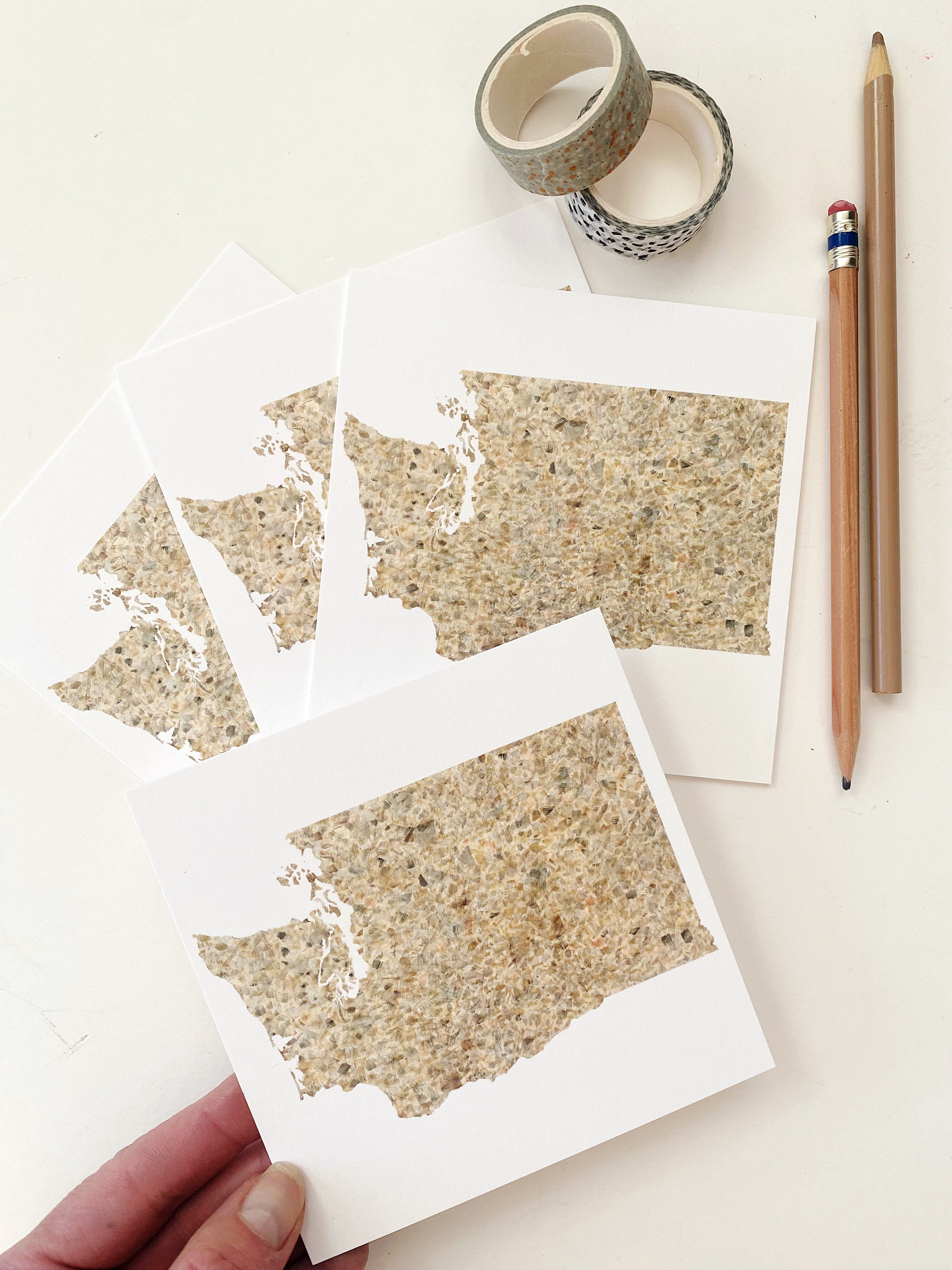 WASHINGTON Painted State Map SQUARE Postcard (rock)