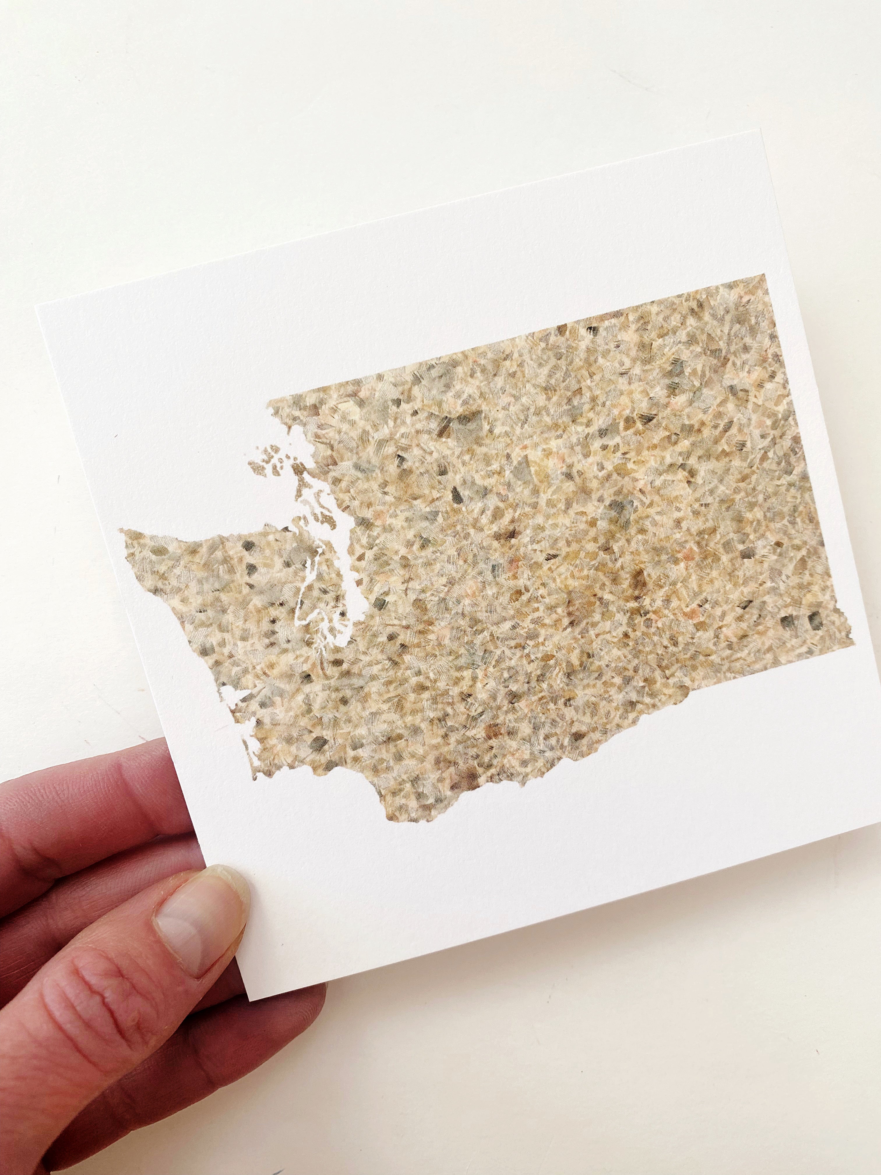 WASHINGTON Painted State Map SQUARE Postcard (rock)