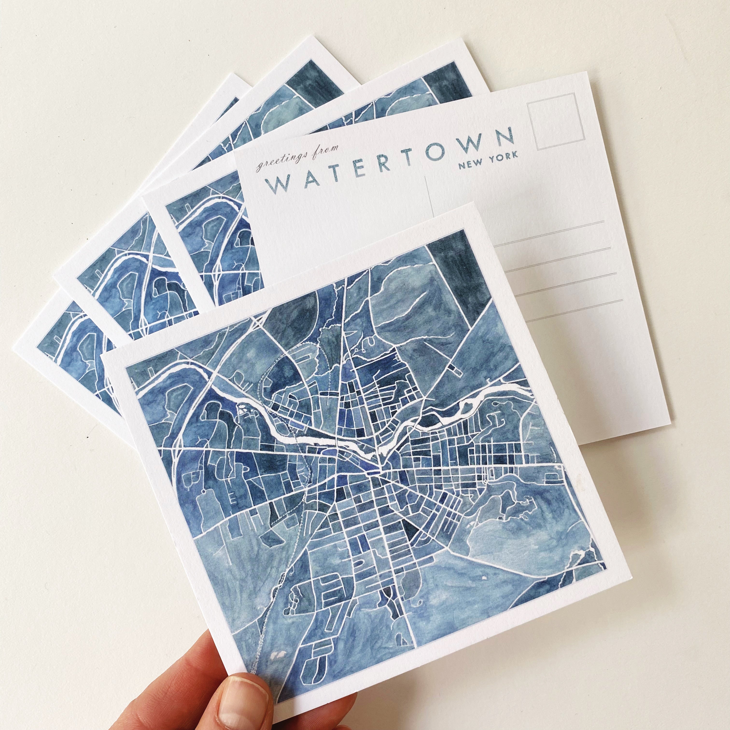 Customize YOUR CITY/PLACE Art Map: Square POSTCARD: Wholesale Only