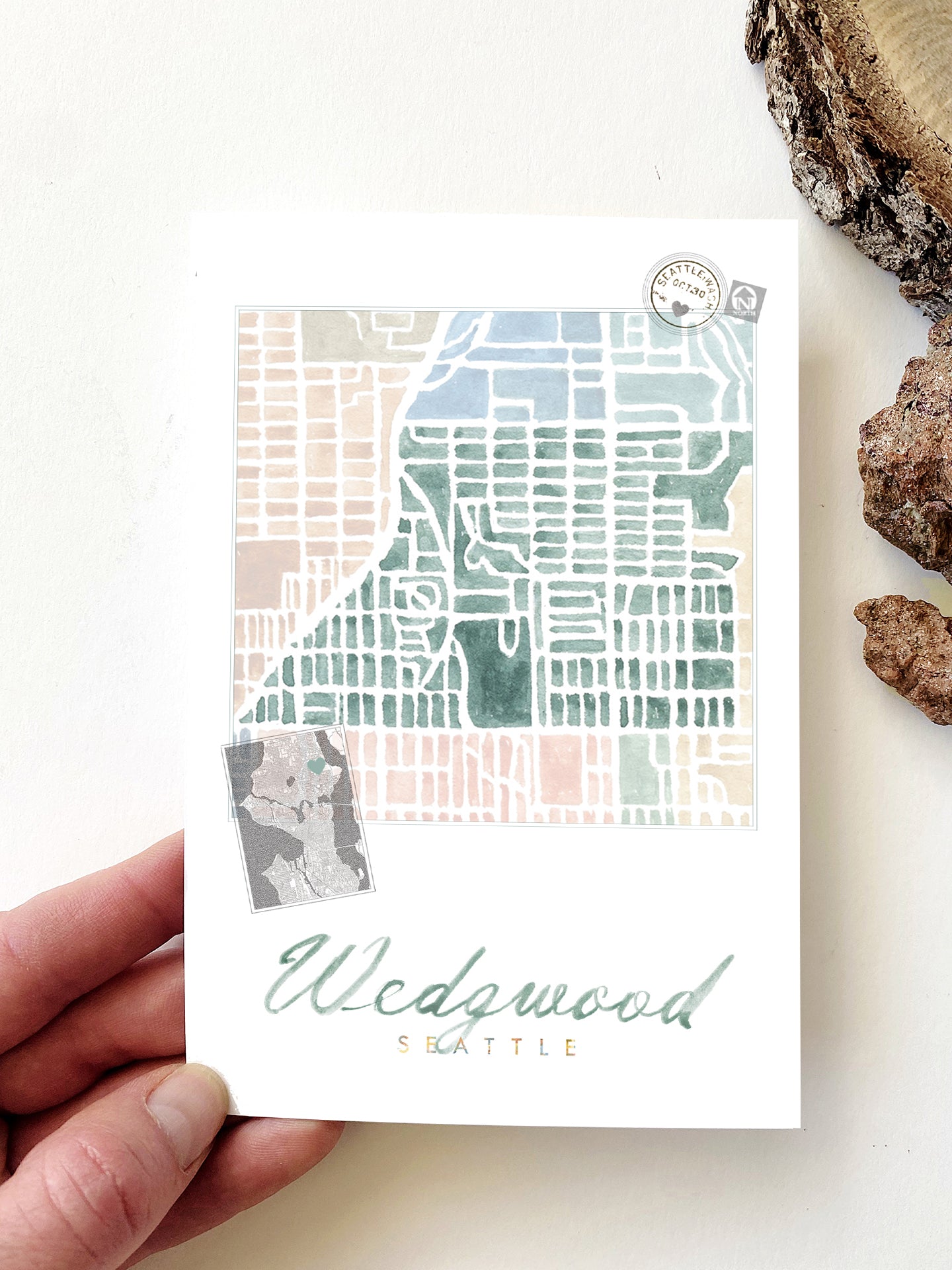 WEDGWOOD Seattle Neighborhood Map Postcard