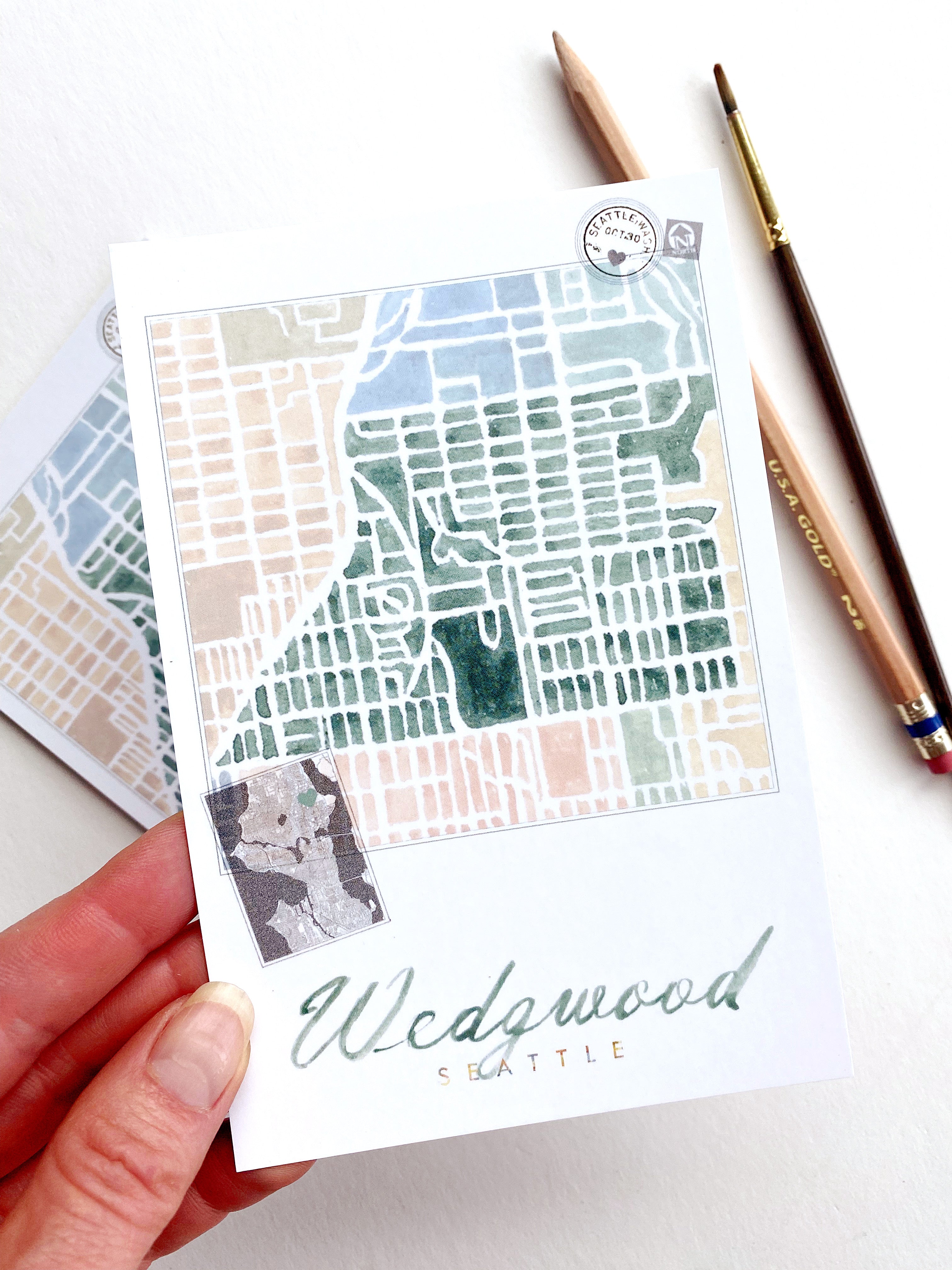 WEDGWOOD Seattle Neighborhood Map Postcard