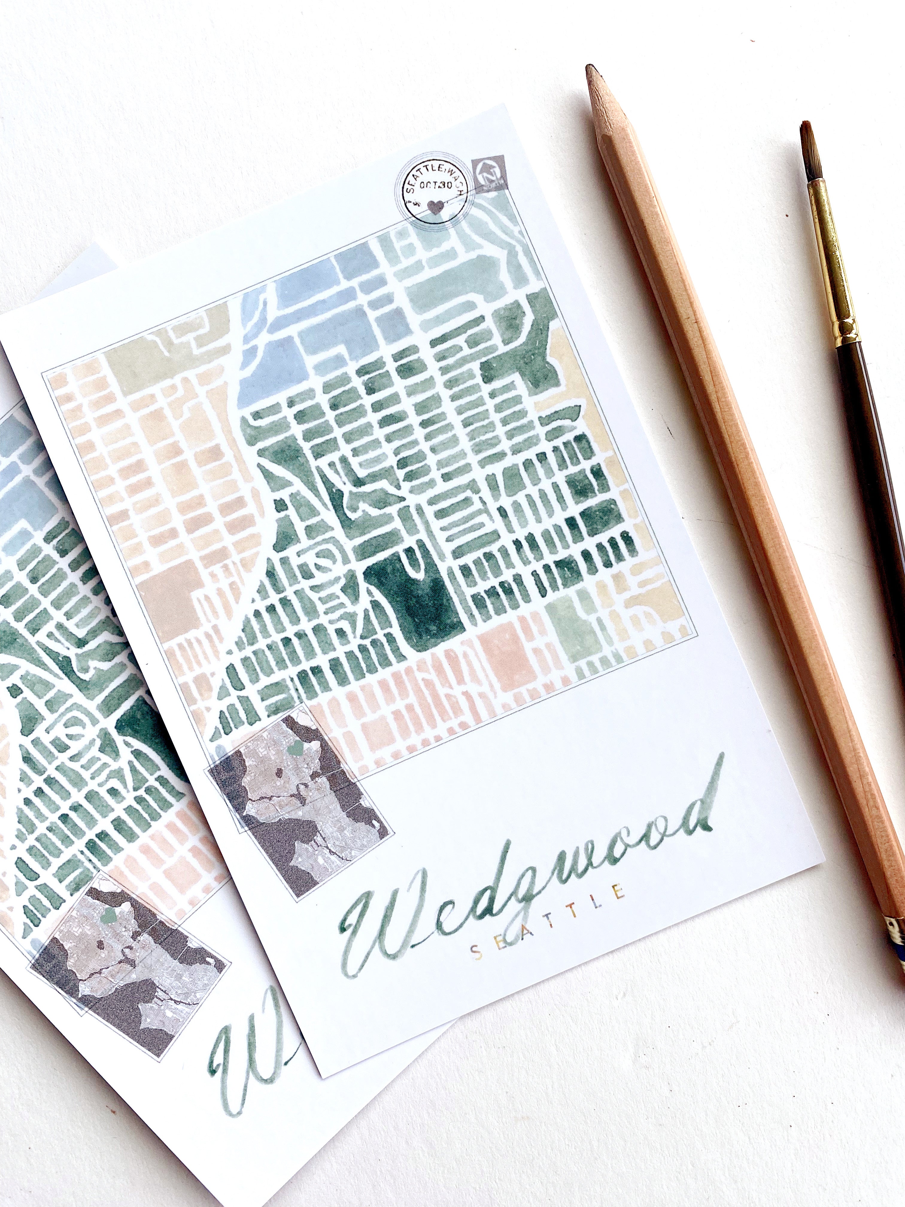WEDGWOOD Seattle Neighborhood Map Postcard