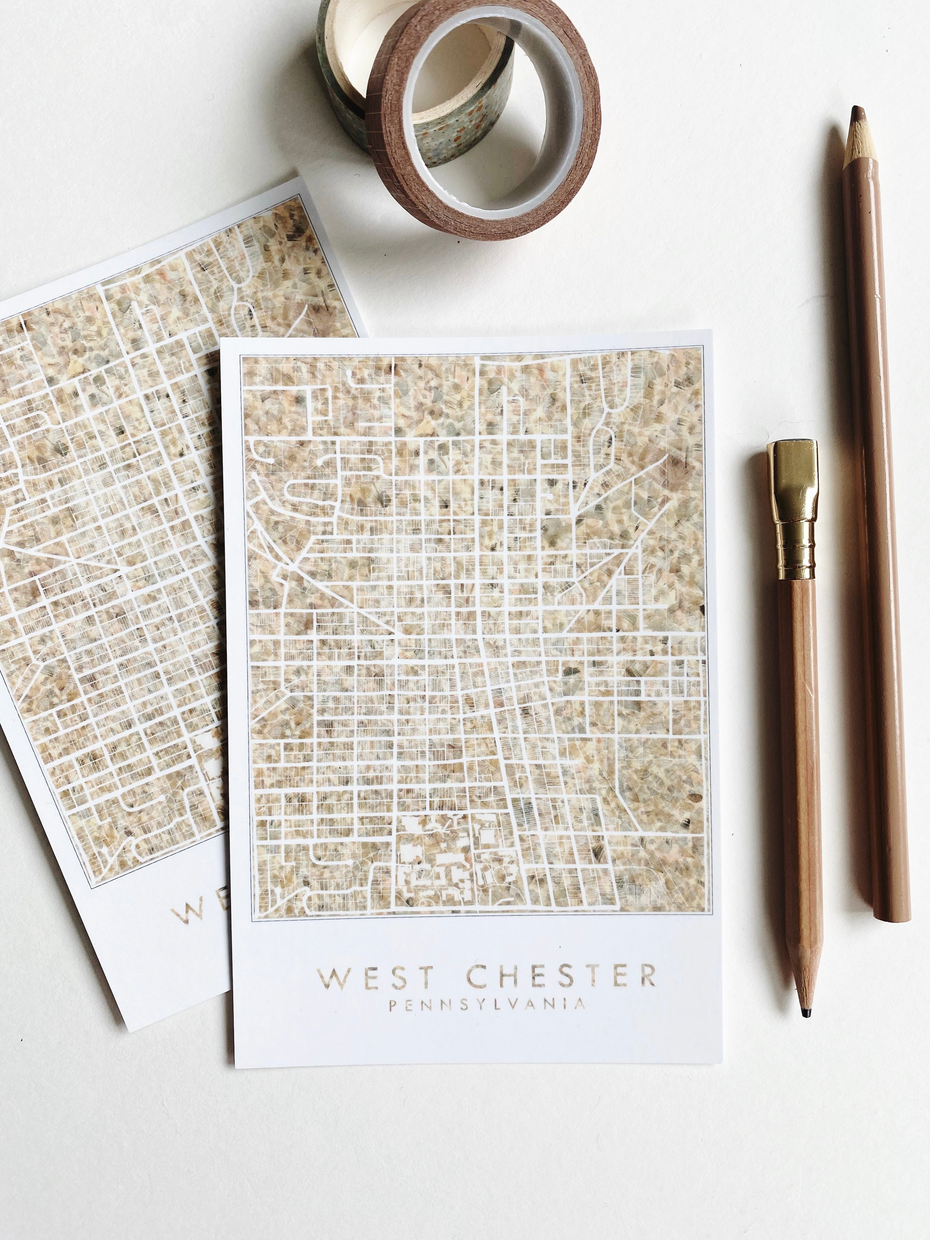WEST CHESTER Pennsylvania Map Postcard