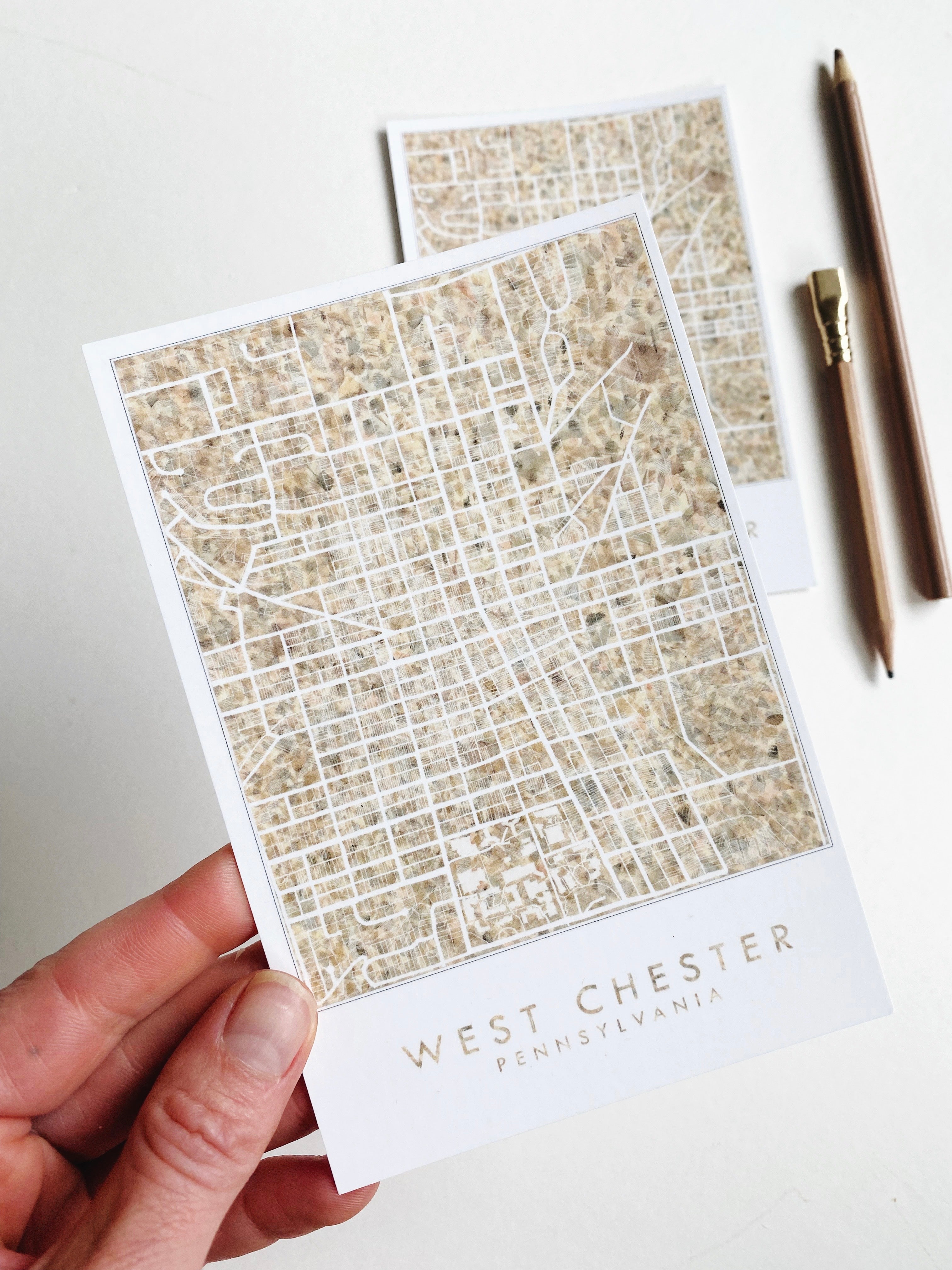 WEST CHESTER Pennsylvania Map Postcard