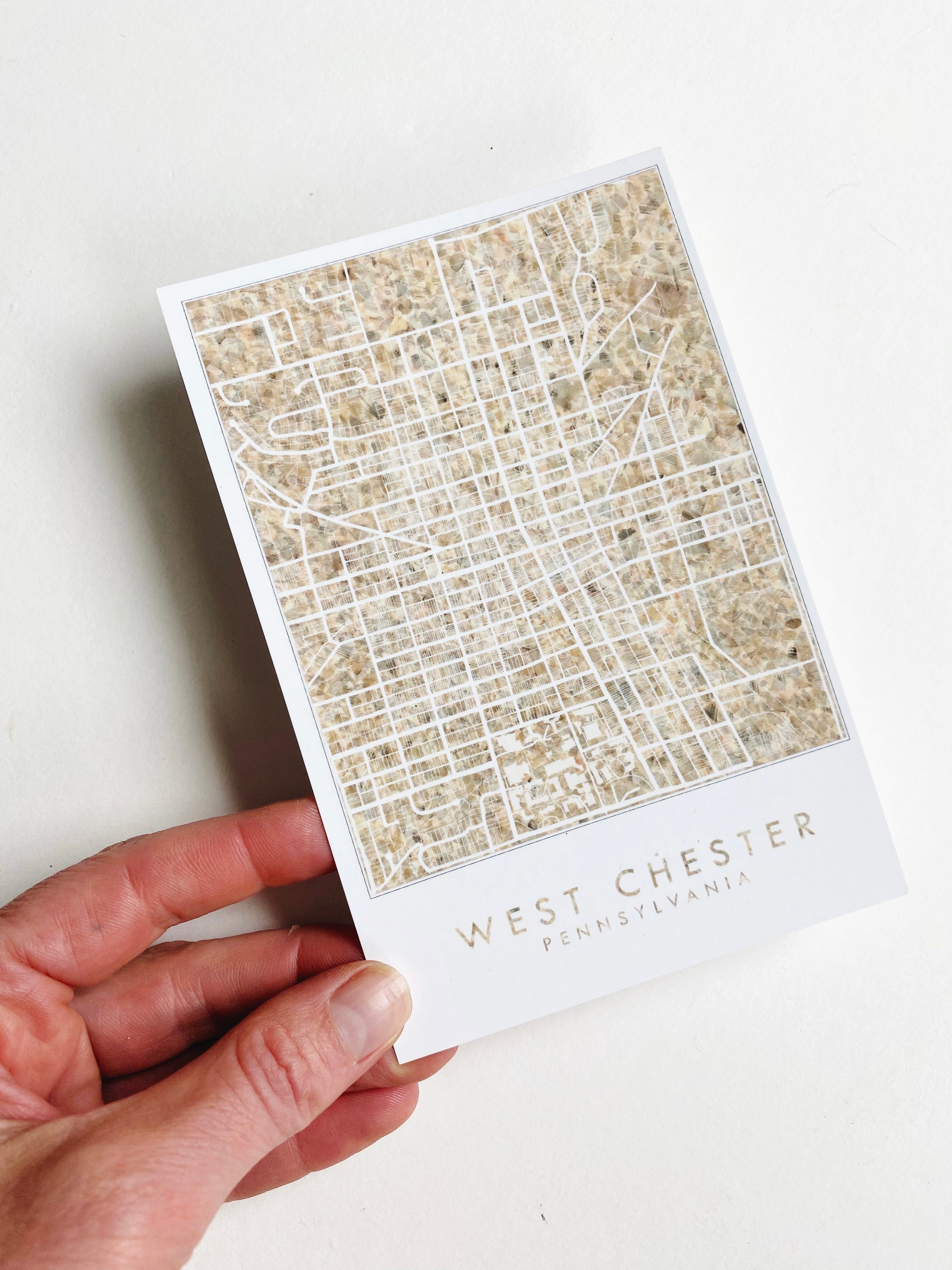 WEST CHESTER Pennsylvania Map Postcard