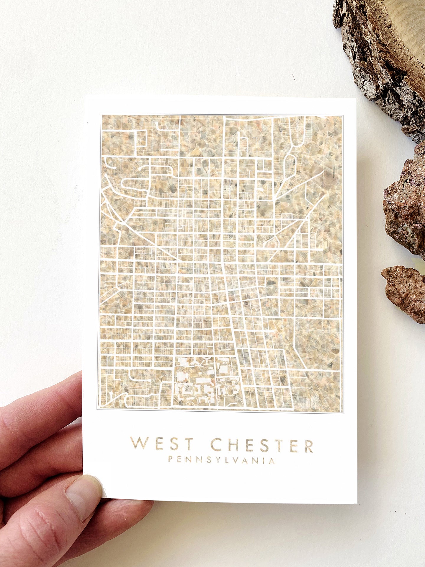 WEST CHESTER Pennsylvania Map Postcard