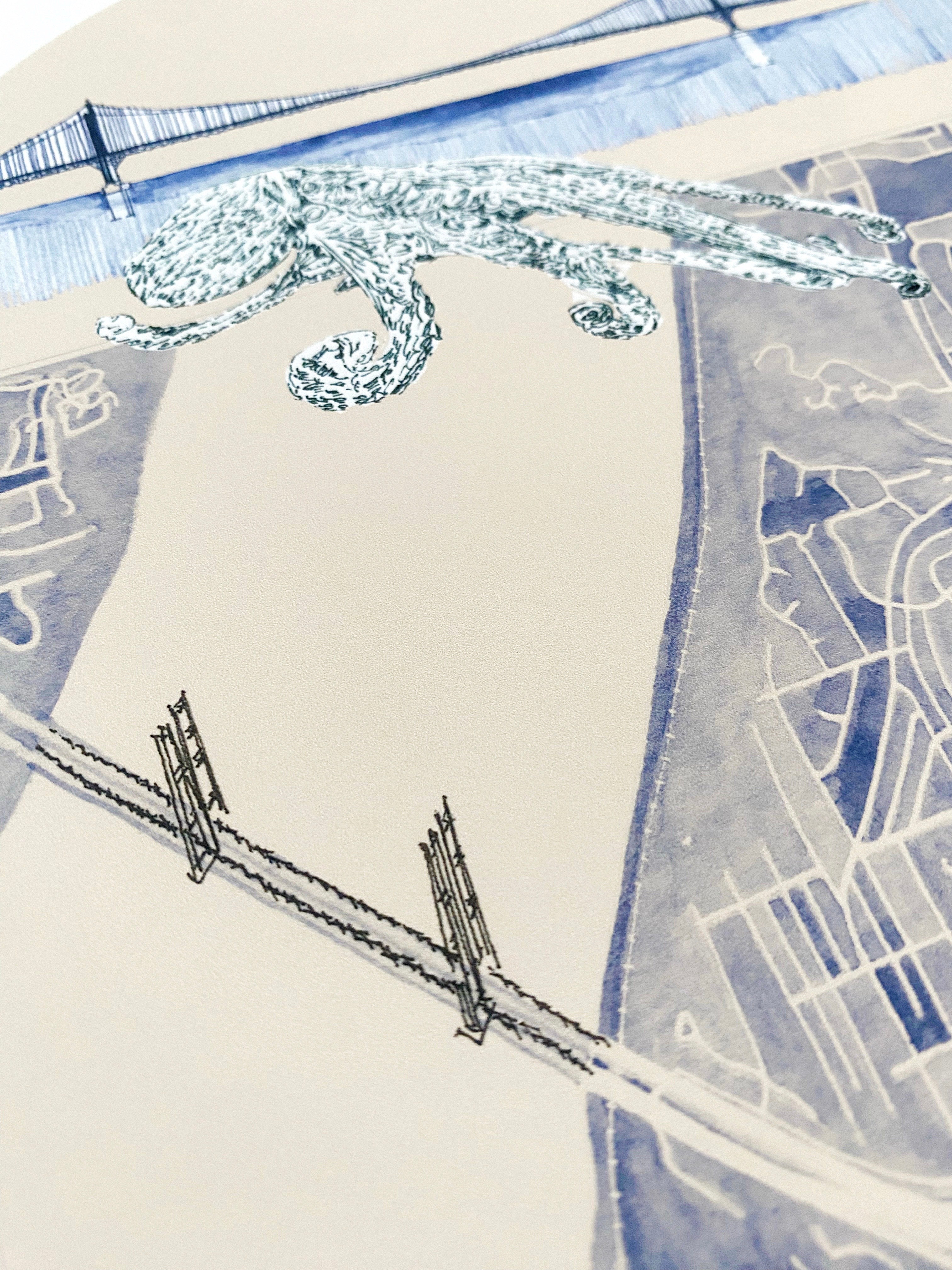 new WEST END TACOMA Neighborhood "Charms" Watercolor Map: PRINT