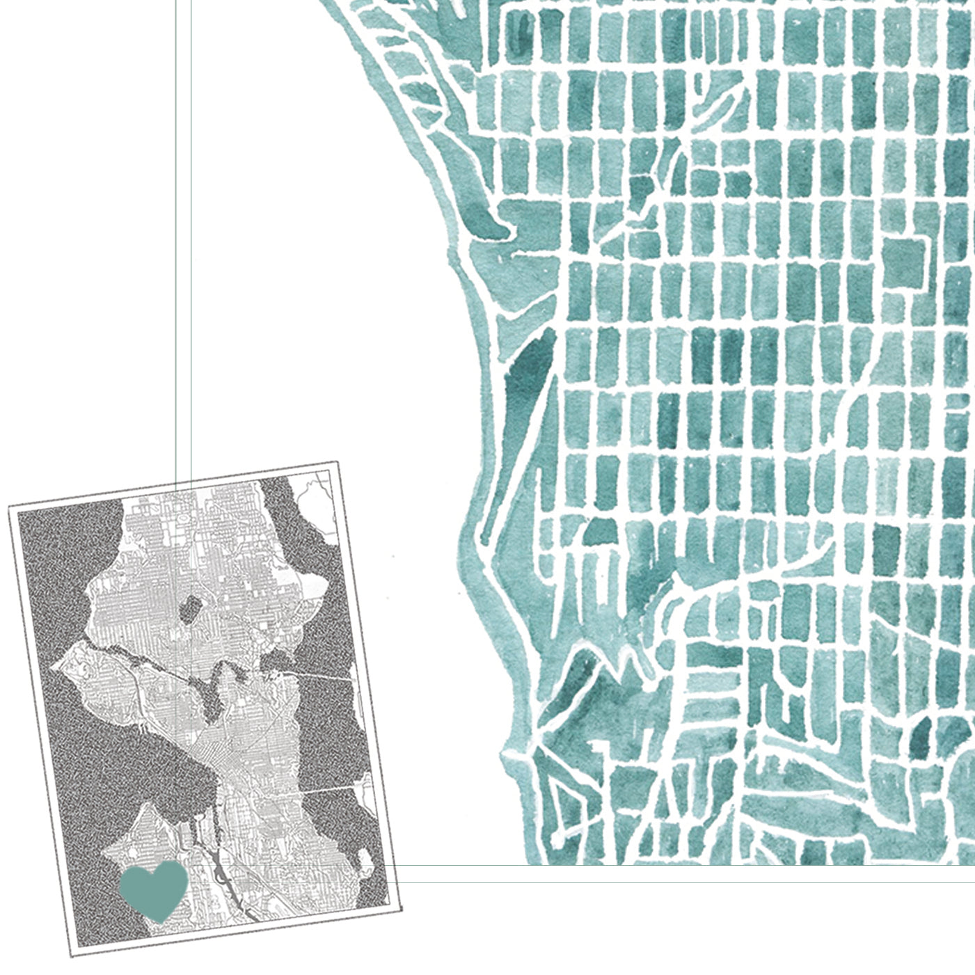 WEST SEATTLE Neighborhood Watercolor Map: PRINT