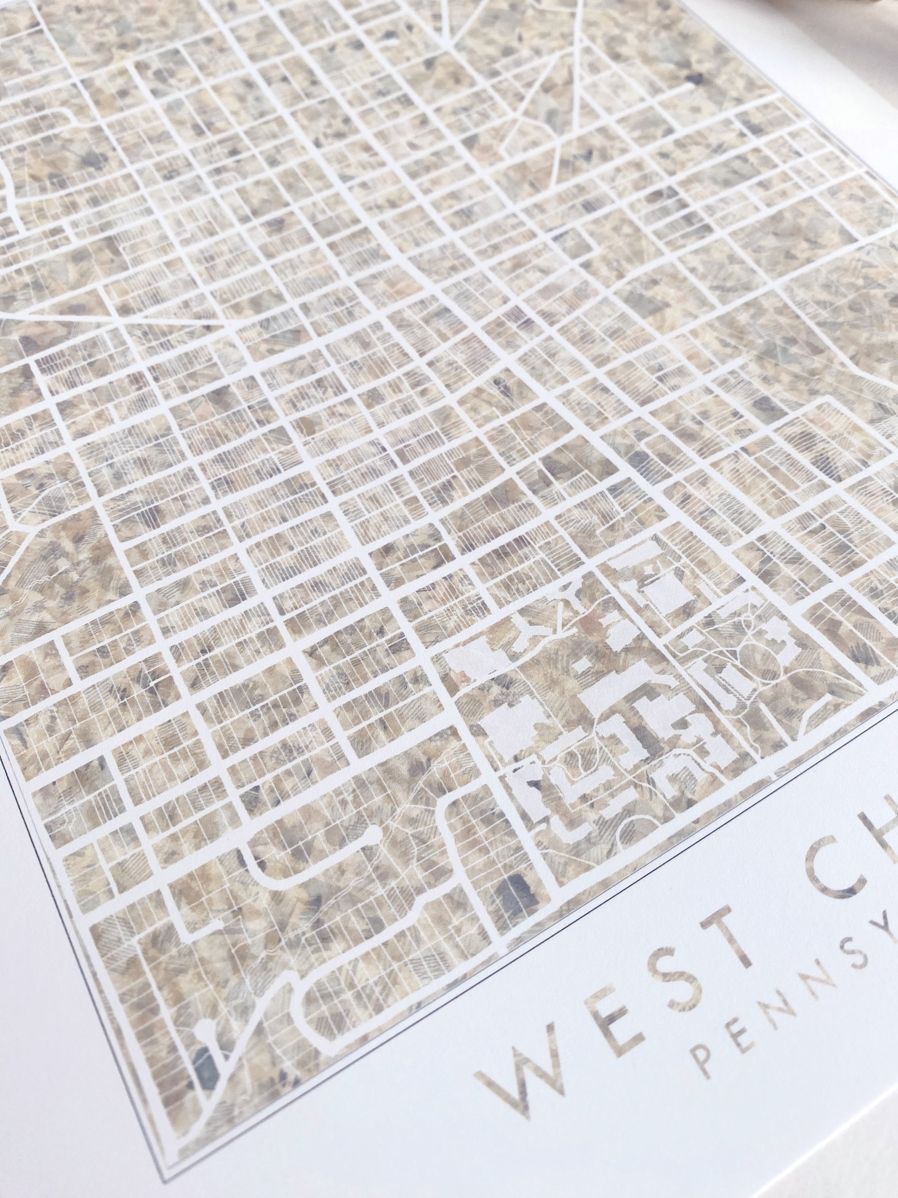 WEST CHESTER Pennsylvania Urban Fabrics City Map: PRINT