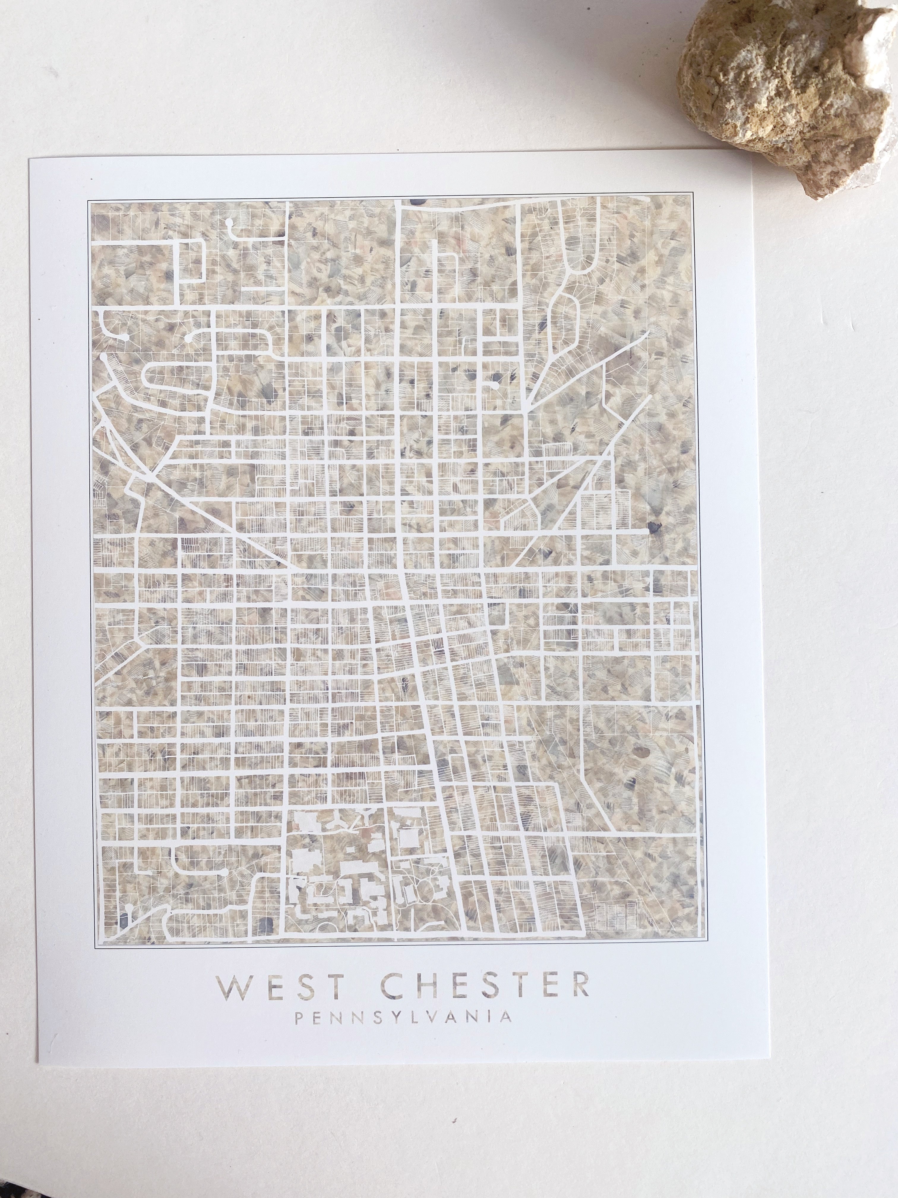 WEST CHESTER Pennsylvania Urban Fabrics City Map: PRINT