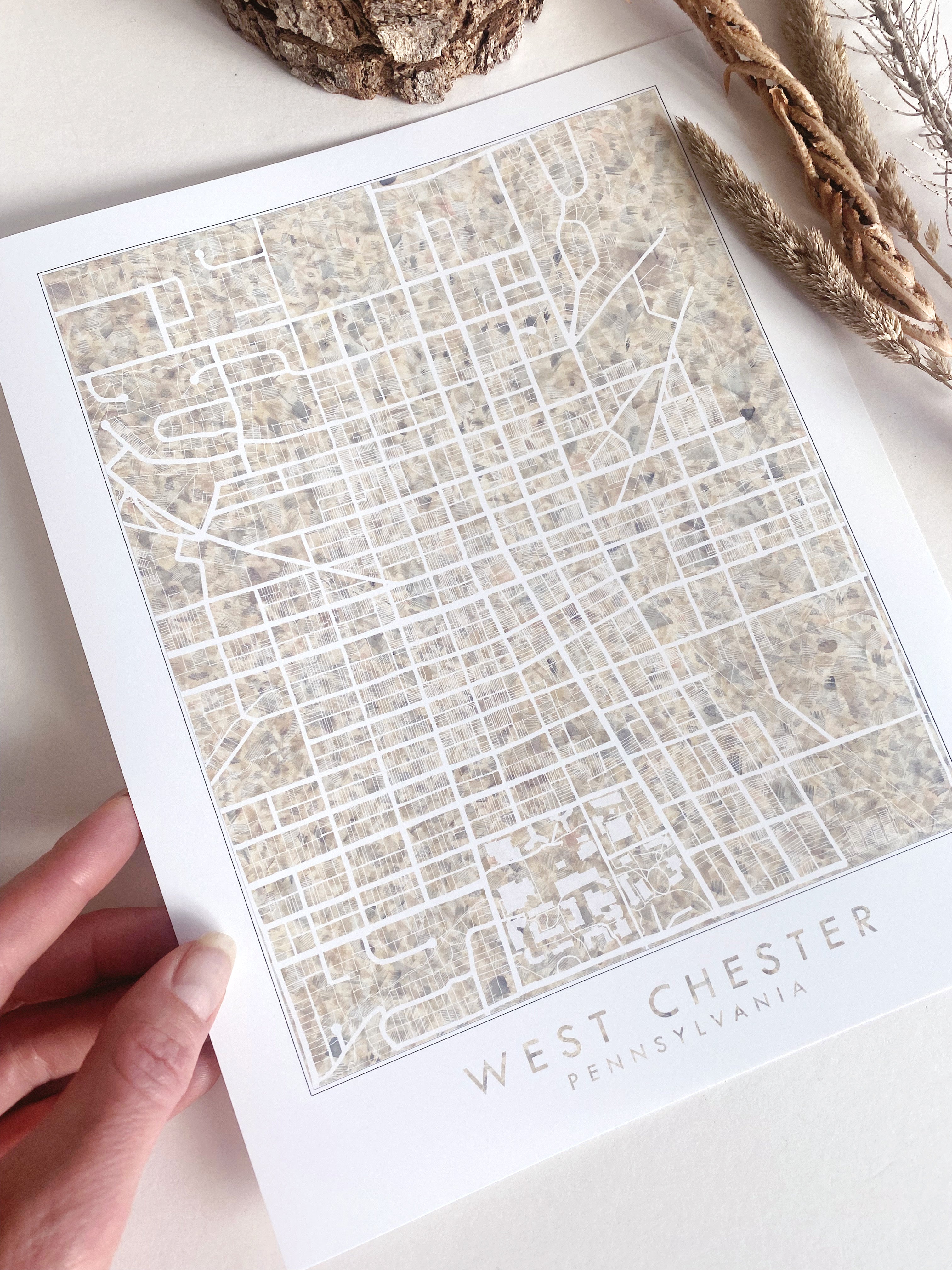 WEST CHESTER Pennsylvania Urban Fabrics City Map: PRINT