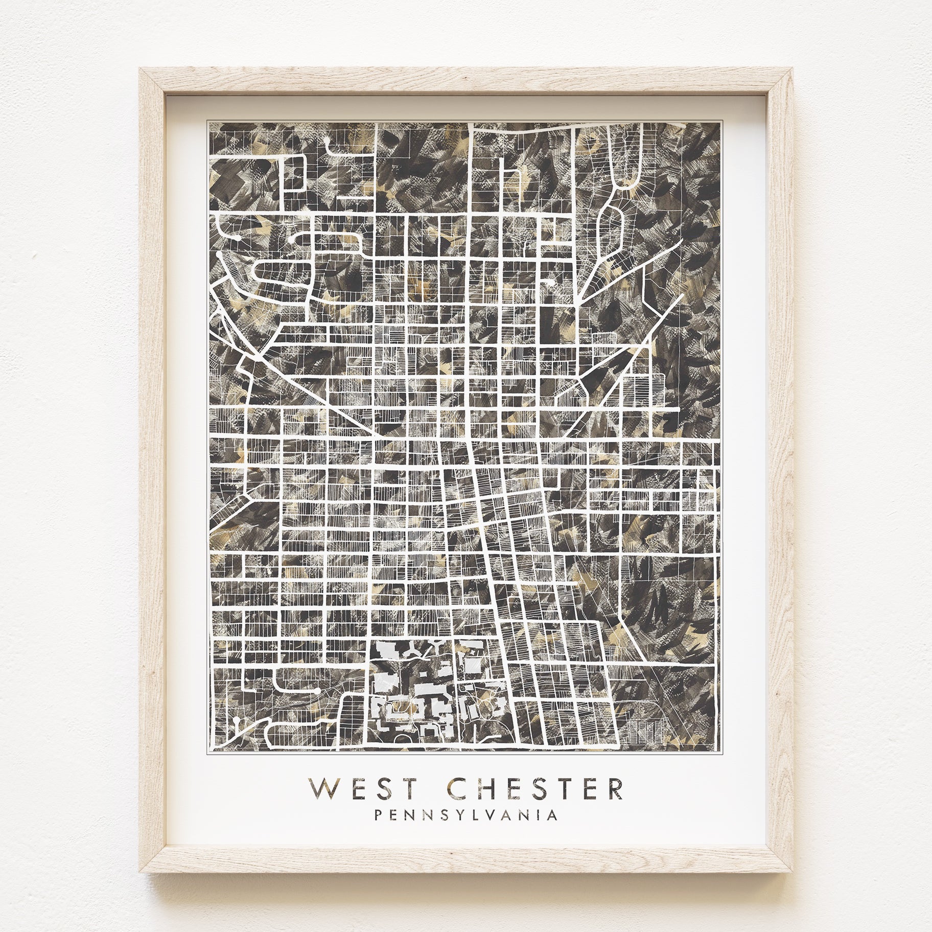 WEST CHESTER Pennsylvania Urban Fabrics City Map: PRINT