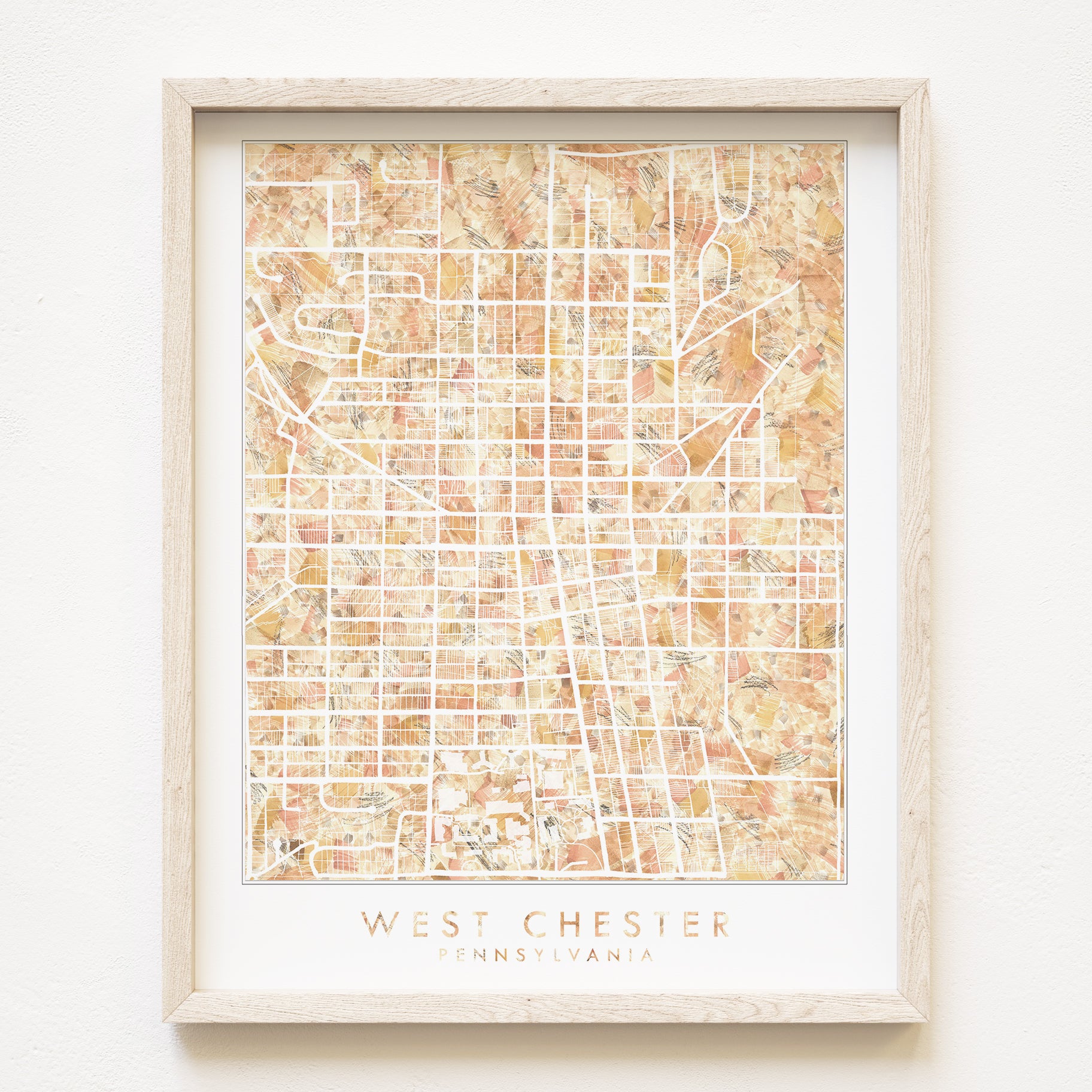 WEST CHESTER Pennsylvania Urban Fabrics City Map: PRINT
