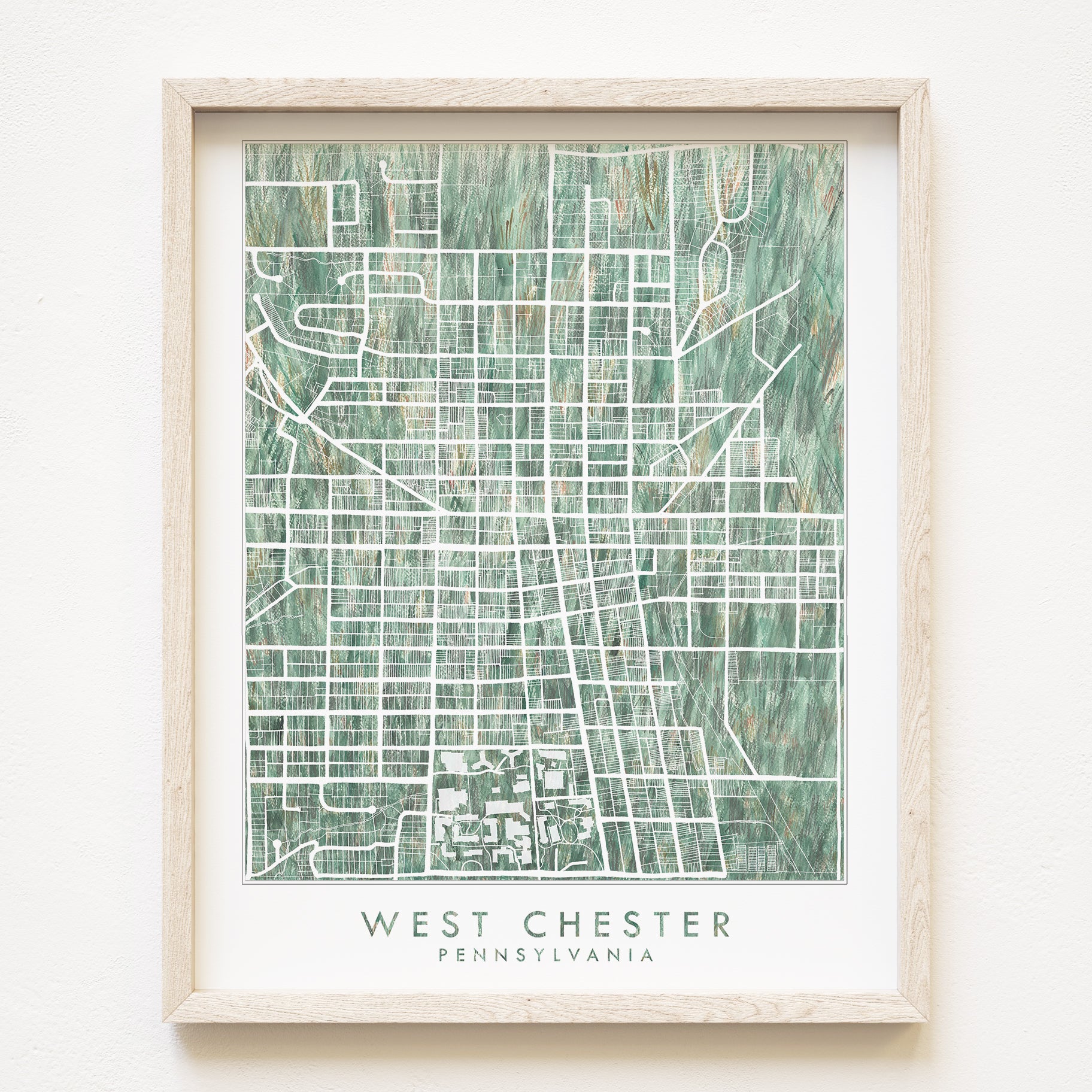 WEST CHESTER Pennsylvania Urban Fabrics City Map: PRINT