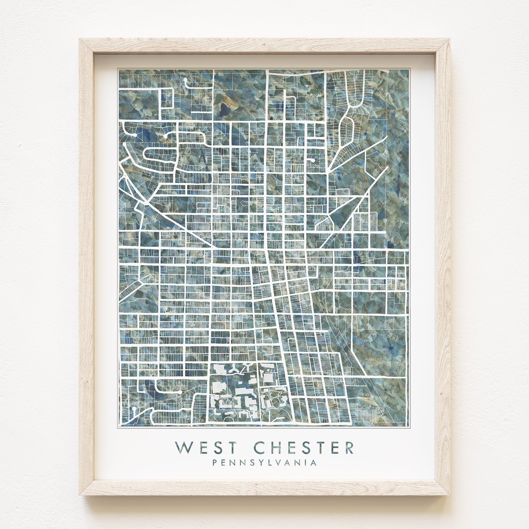 WEST CHESTER Pennsylvania Urban Fabrics City Map: PRINT