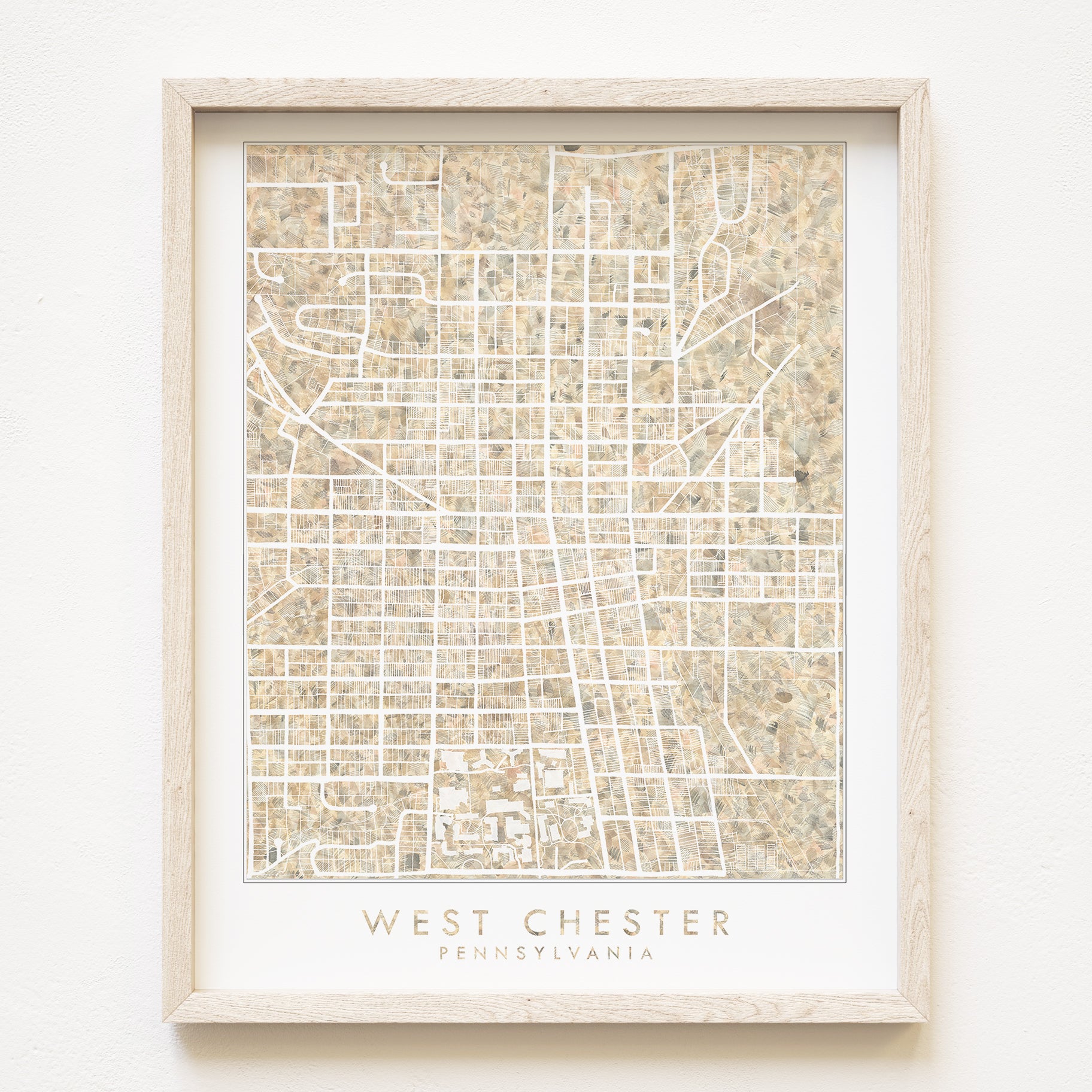 WEST CHESTER Pennsylvania Urban Fabrics City Map: PRINT